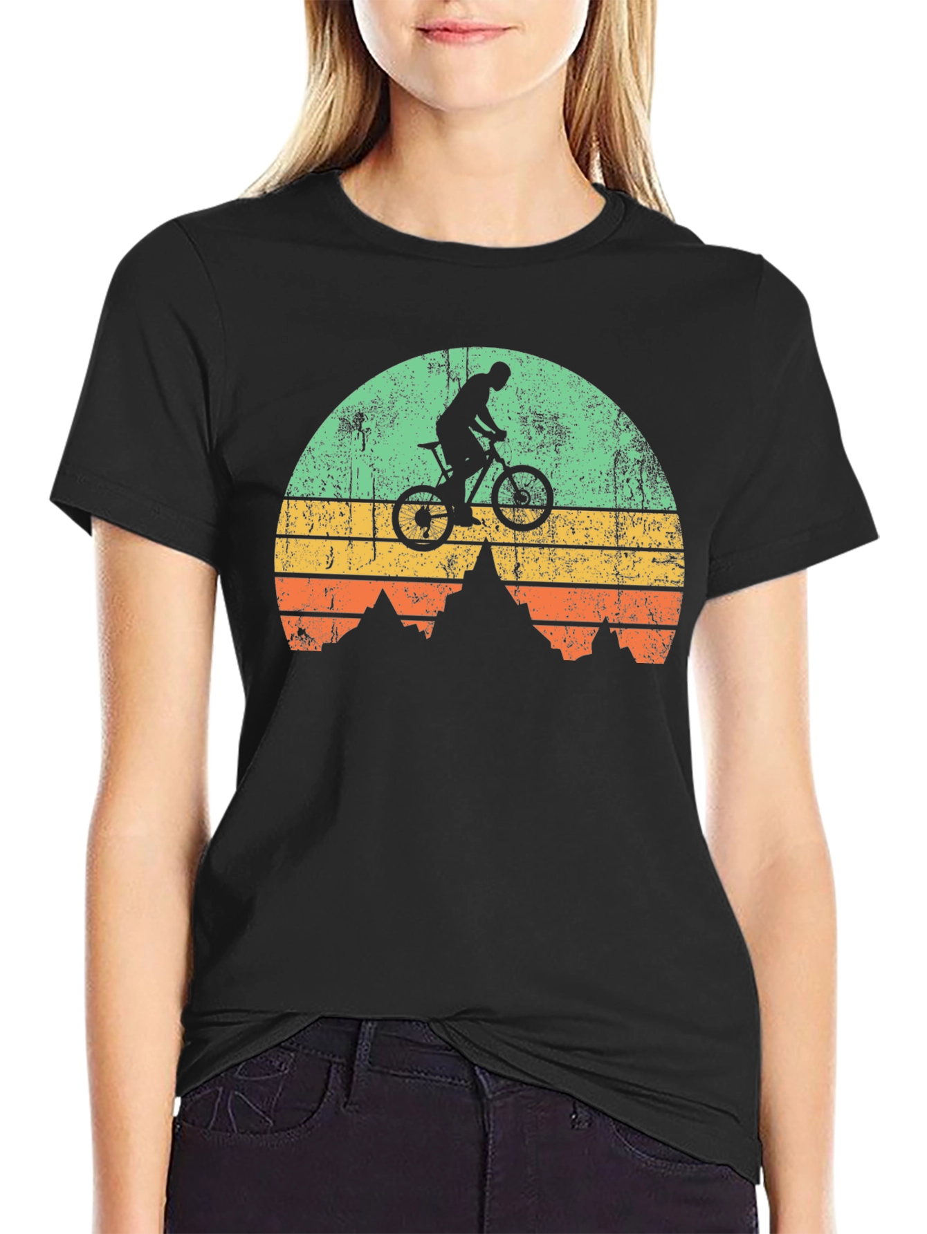 Mountain Biker Sunset Graphic T-Shirt