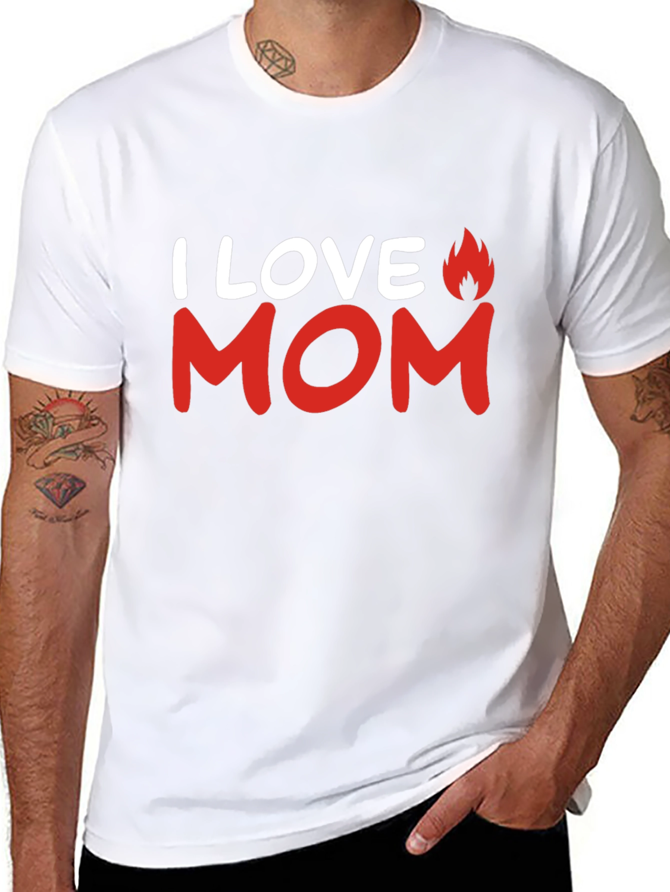 I Love Mom T-Shirt - Mens Black Graphic Tee