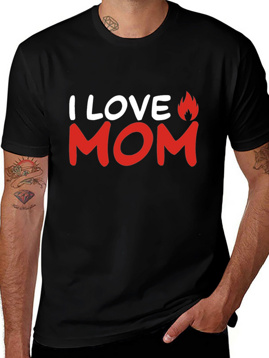 I Love Mom T-Shirt - Mens Black Graphic Tee