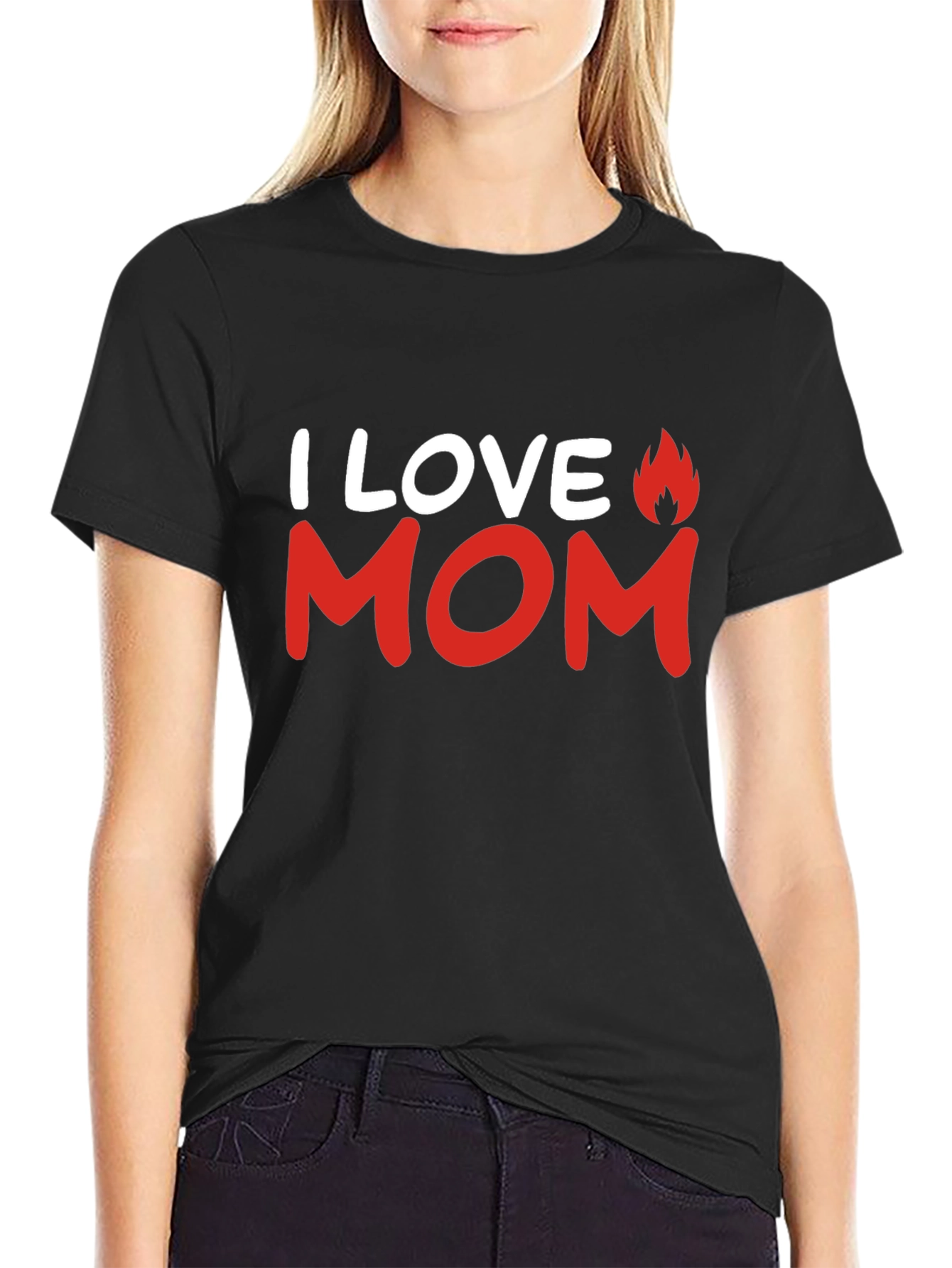 I Love Mom T-Shirt - Mens Black Graphic Tee