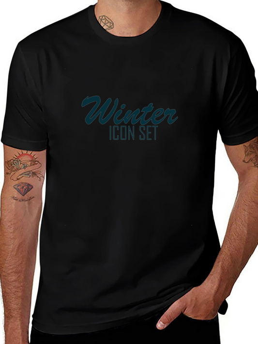 Winter Icon Set Black Graphic Tee
