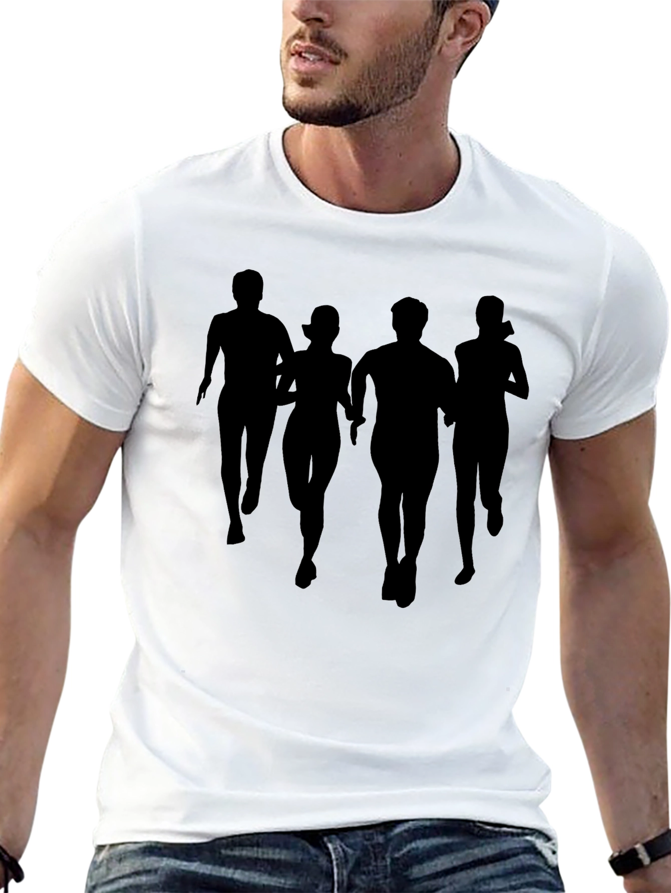 Silhouette Runner Graphic Tee - Black Cotton Blend