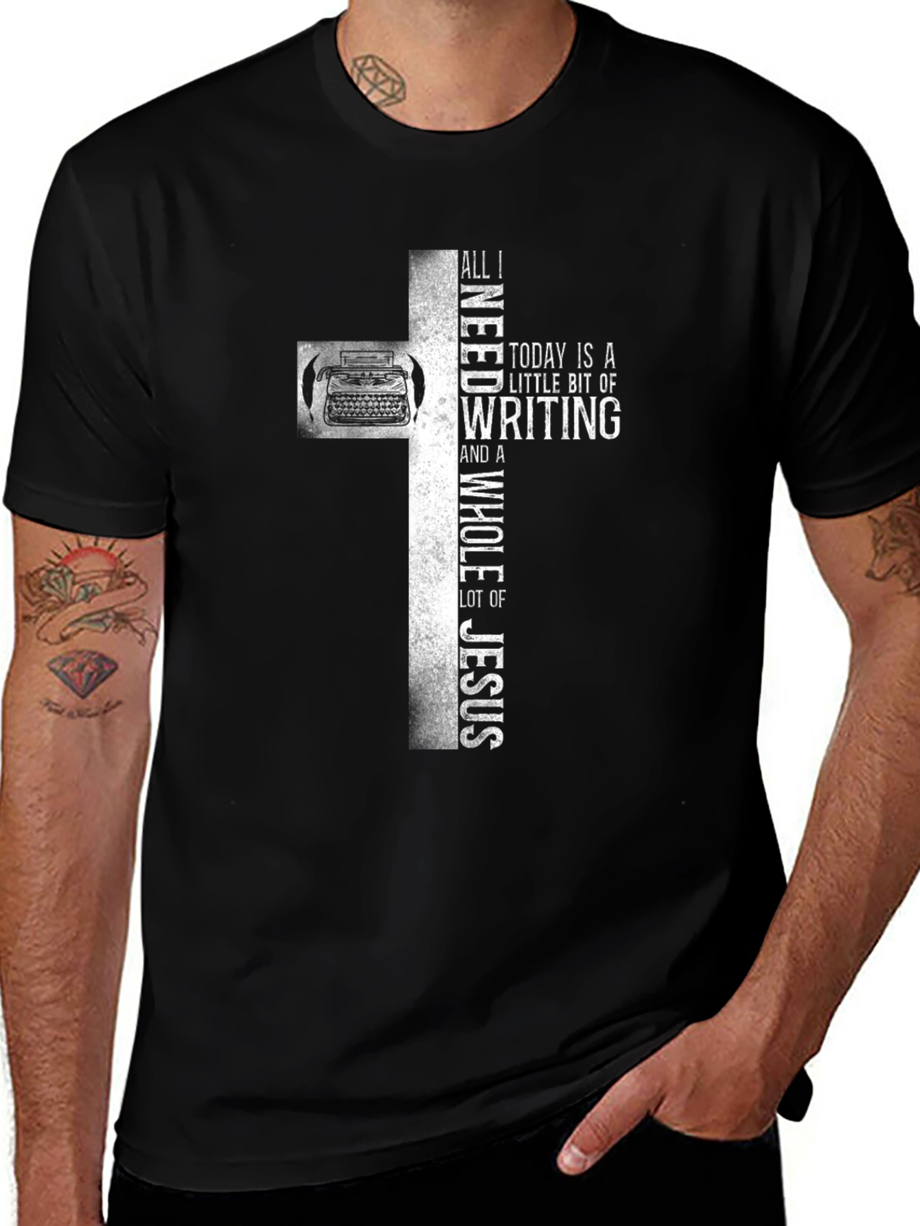 Writers Cross T-Shirt - Writing and Faith Apparel