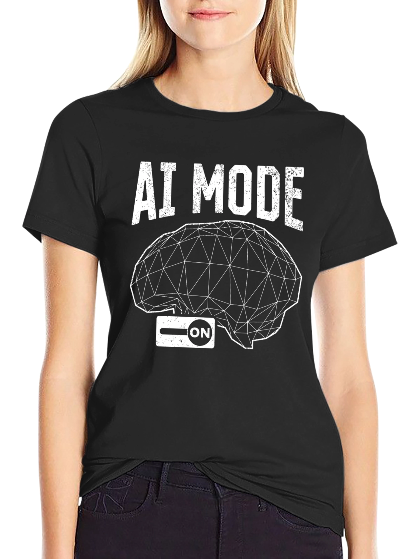 AI Mode On Black T-Shirt
