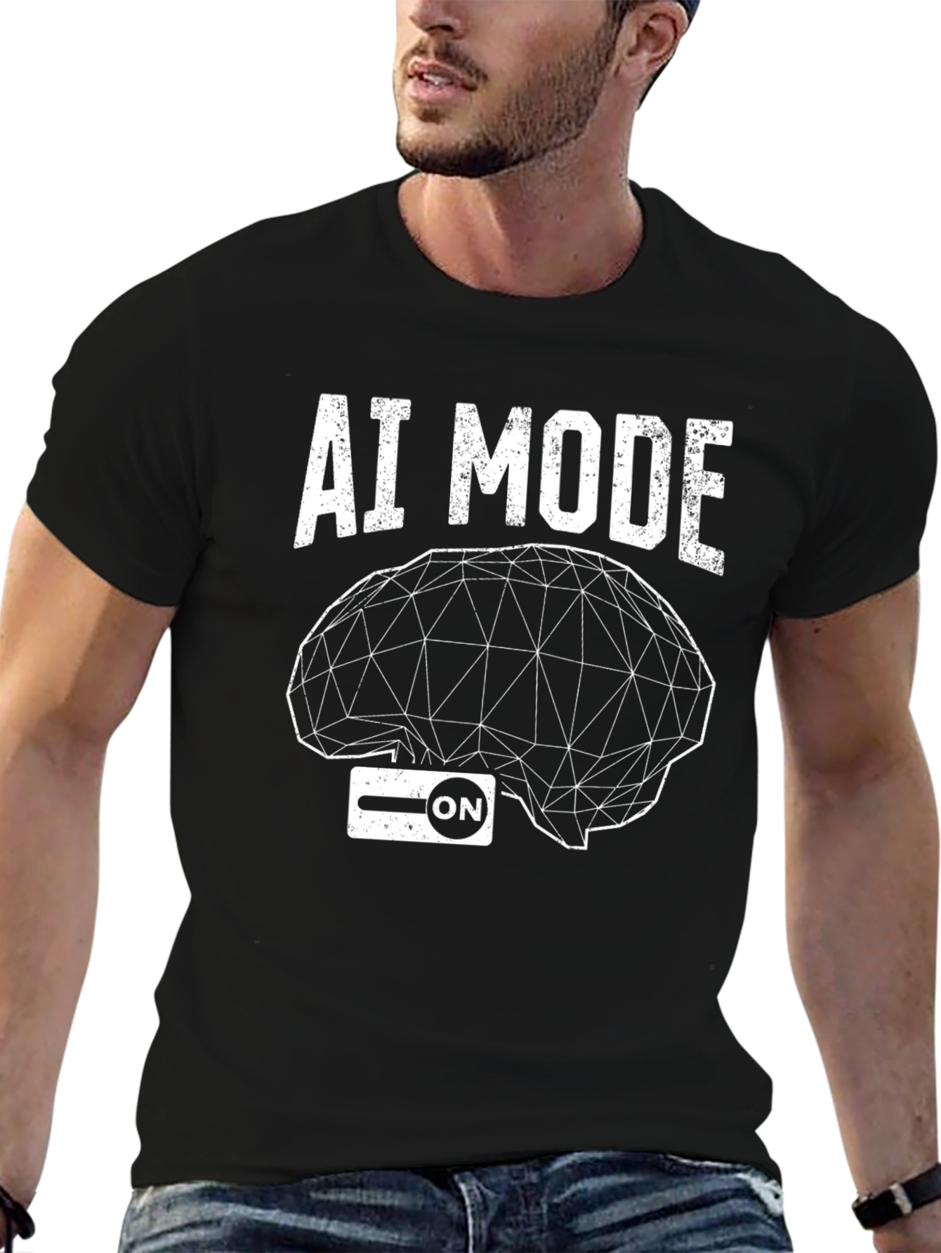 AI Mode On Black T-Shirt
