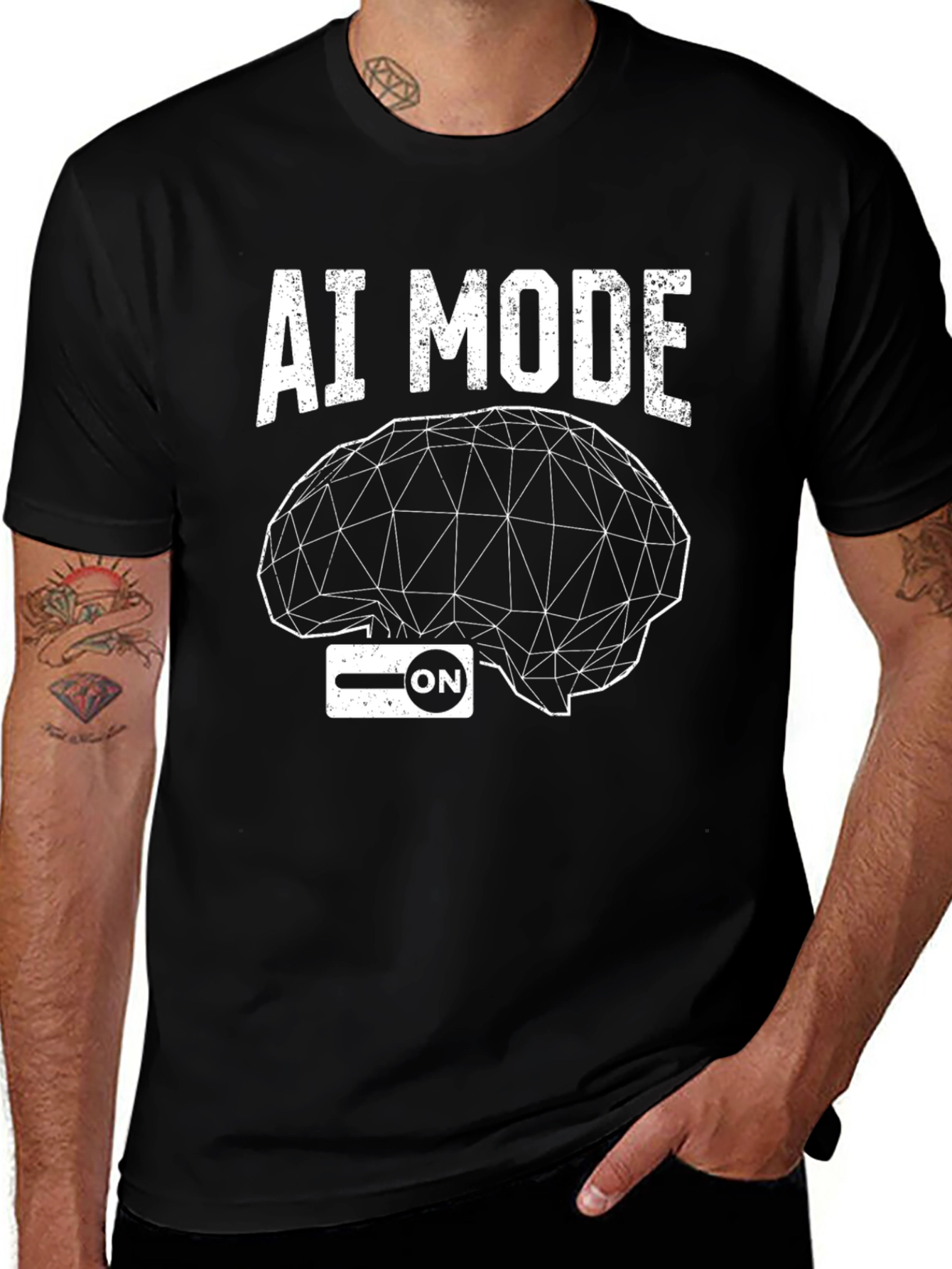 AI Mode On Black T-Shirt