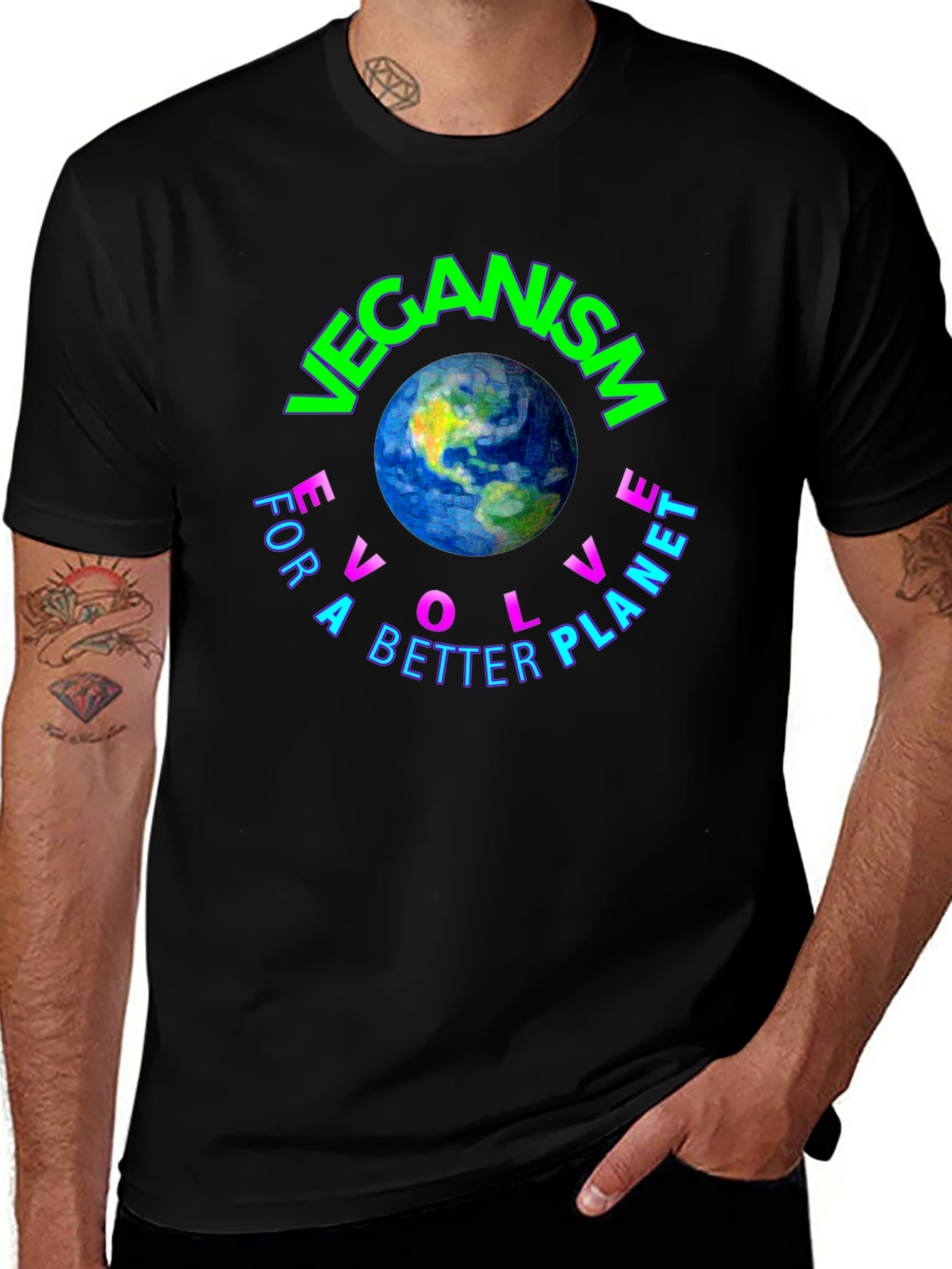 Veganism Evolve Earth Graphic Tee - Unisex