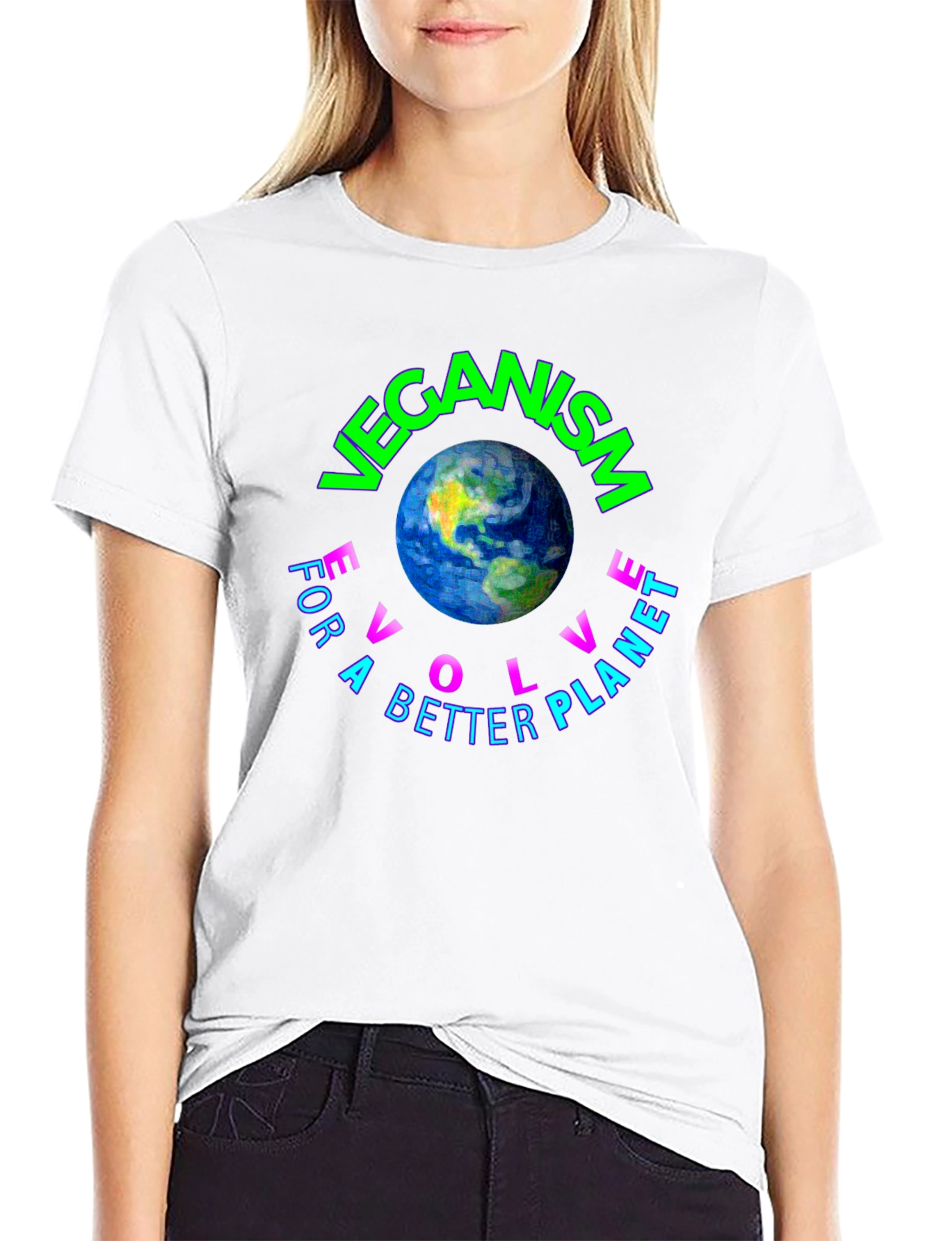 Veganism Evolve Earth Graphic Tee - Unisex