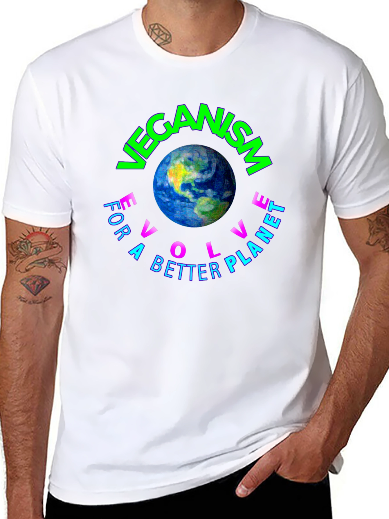 Veganism Evolve Earth Graphic Tee - Unisex