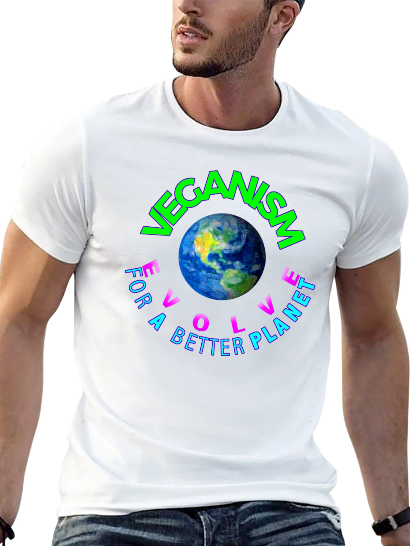 Veganism Evolve Earth Graphic Tee - Unisex