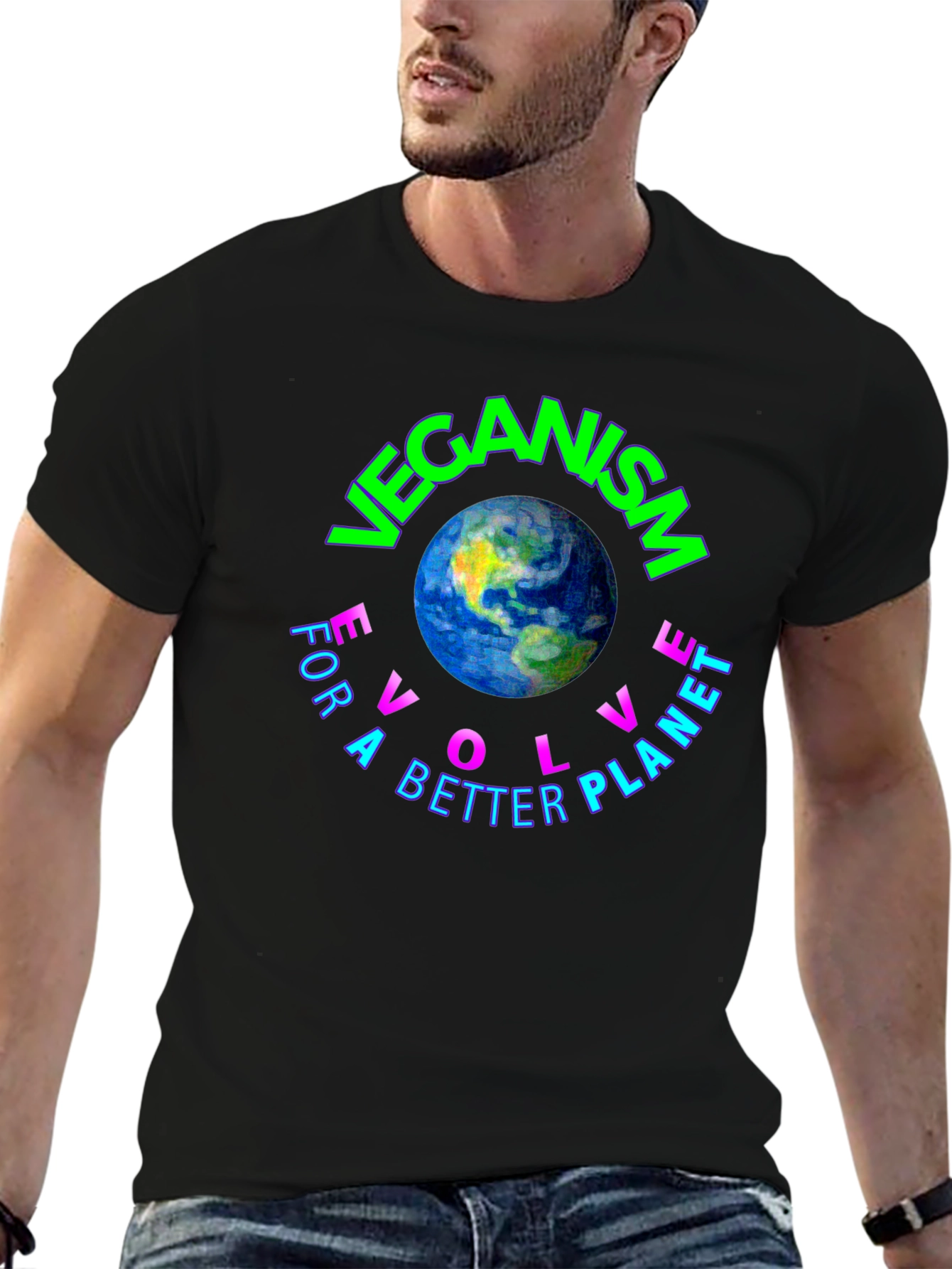 Veganism Evolve Earth Graphic Tee - Unisex
