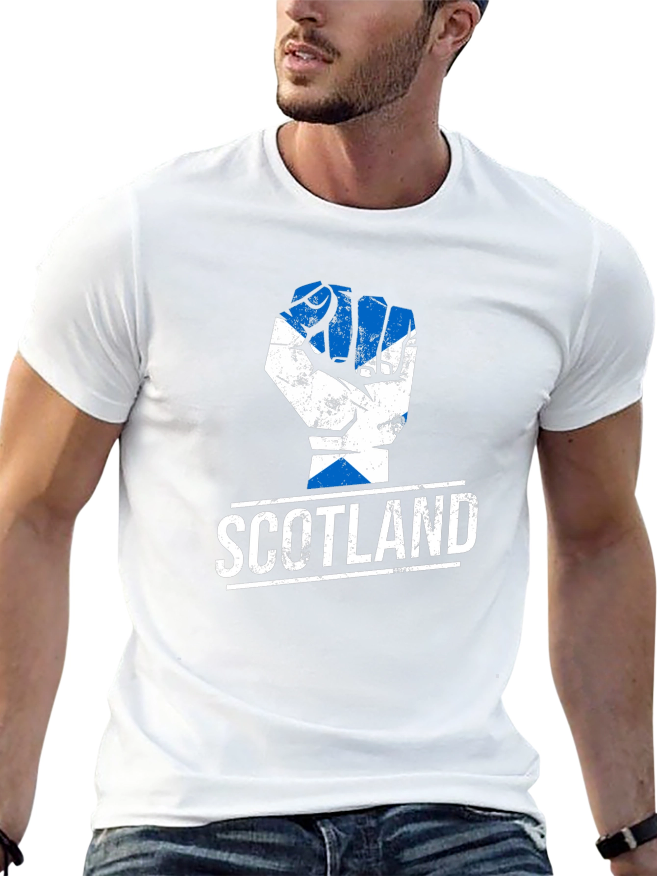 Scotland Flag Fist Black T-Shirt