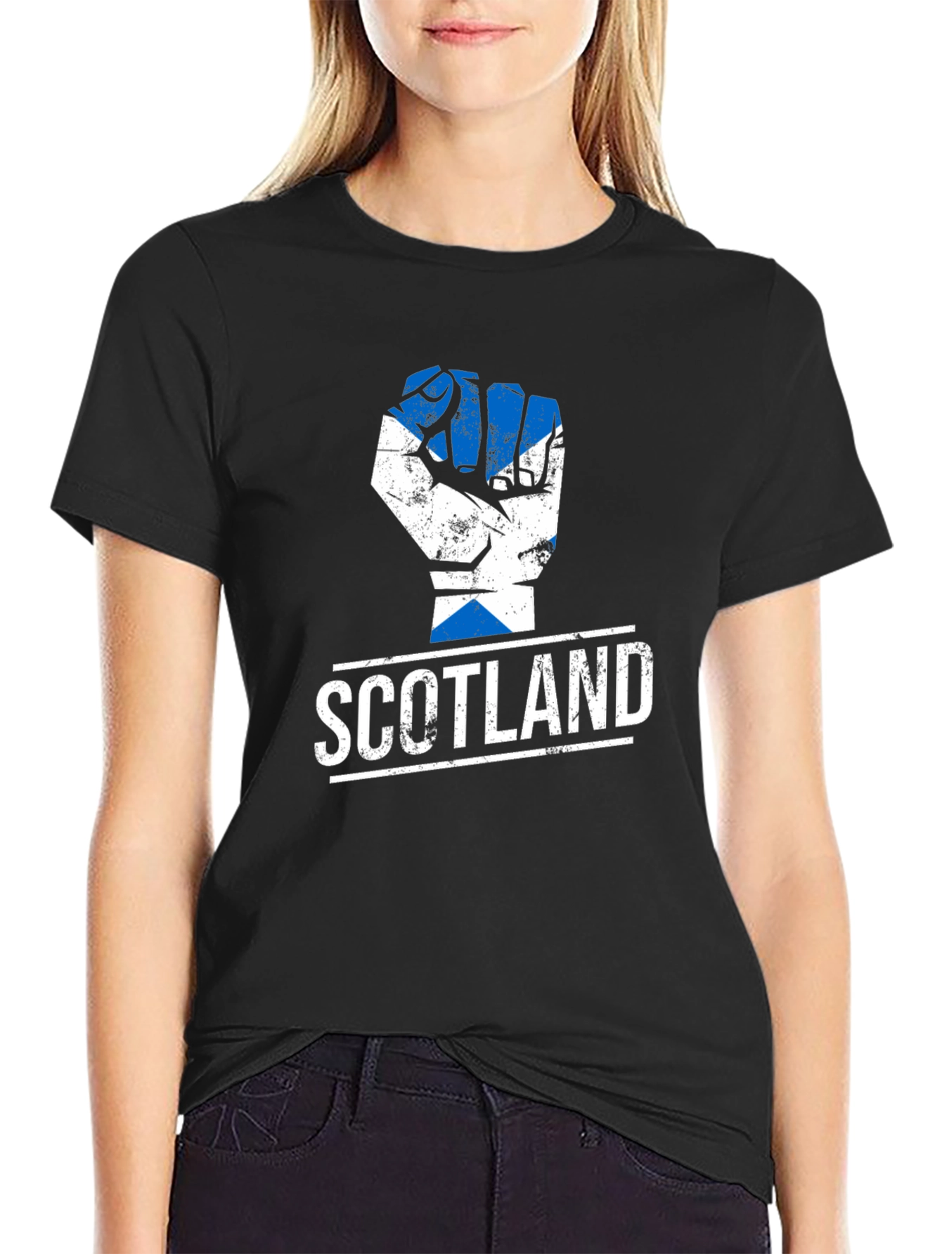 Scotland Flag Fist Black T-Shirt