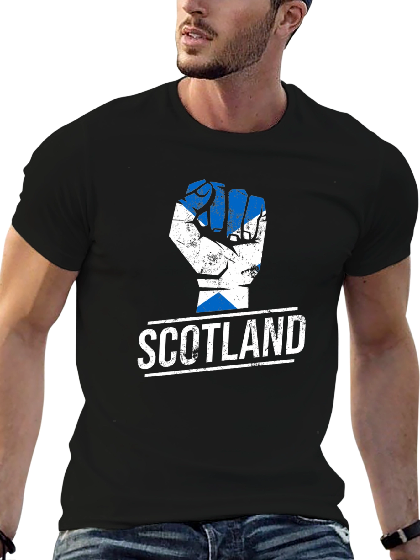 Scotland Flag Fist Black T-Shirt