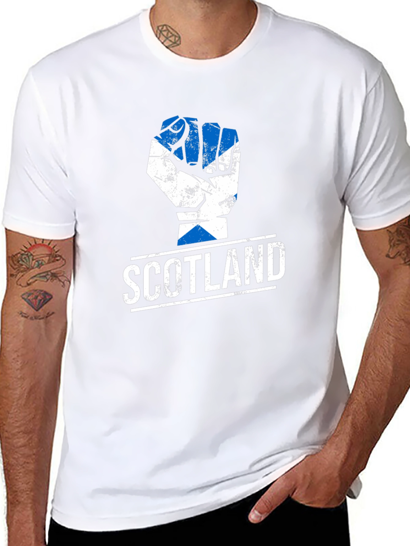 Scotland Flag Fist Black T-Shirt