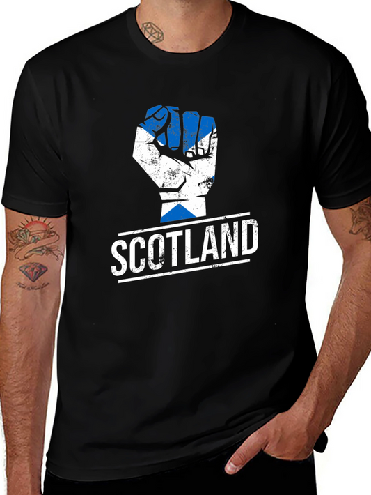 Scotland Flag Fist Black T-Shirt