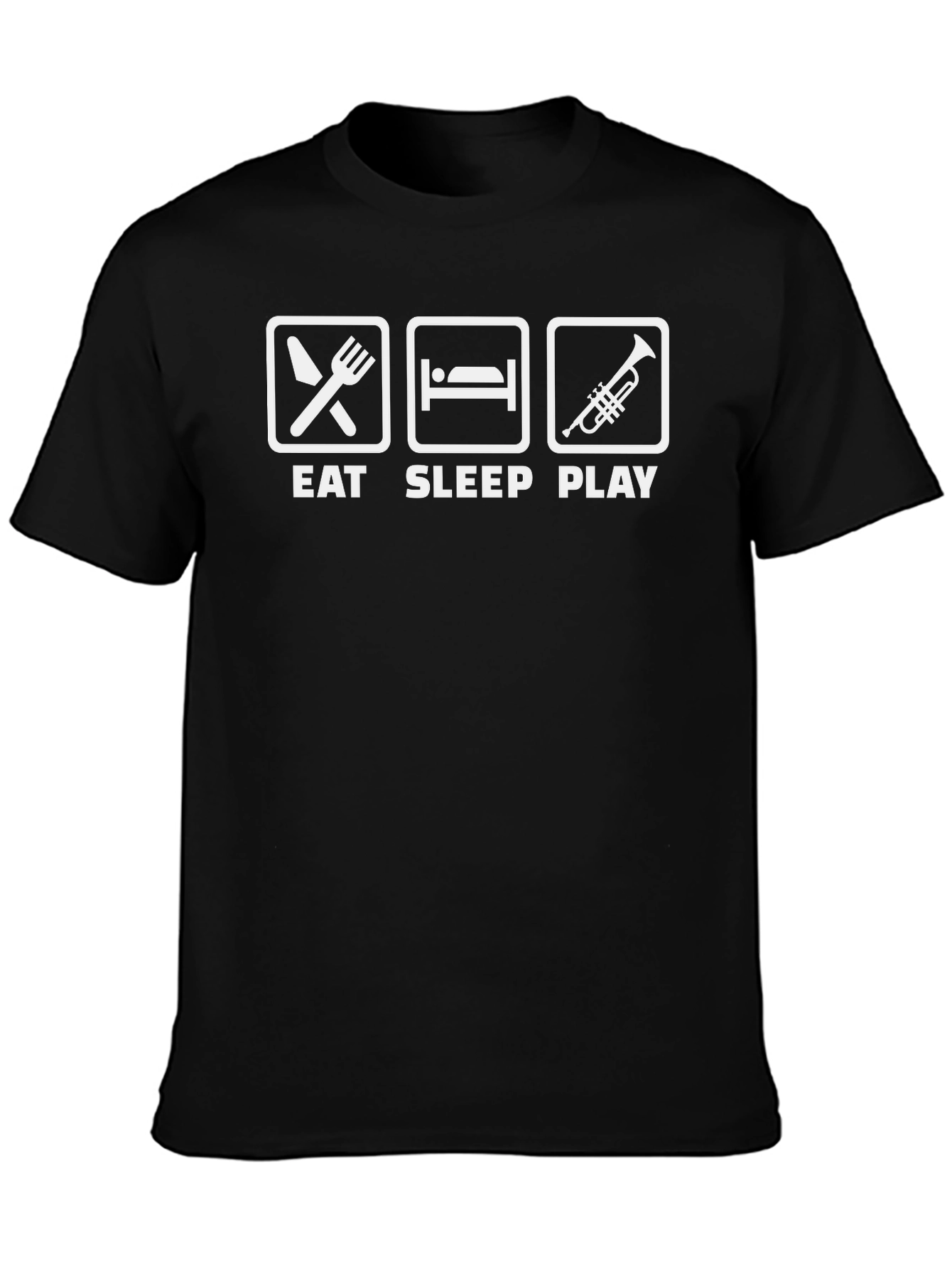 Eat Sleep Play Trumpet Black Graphic T-Shirt