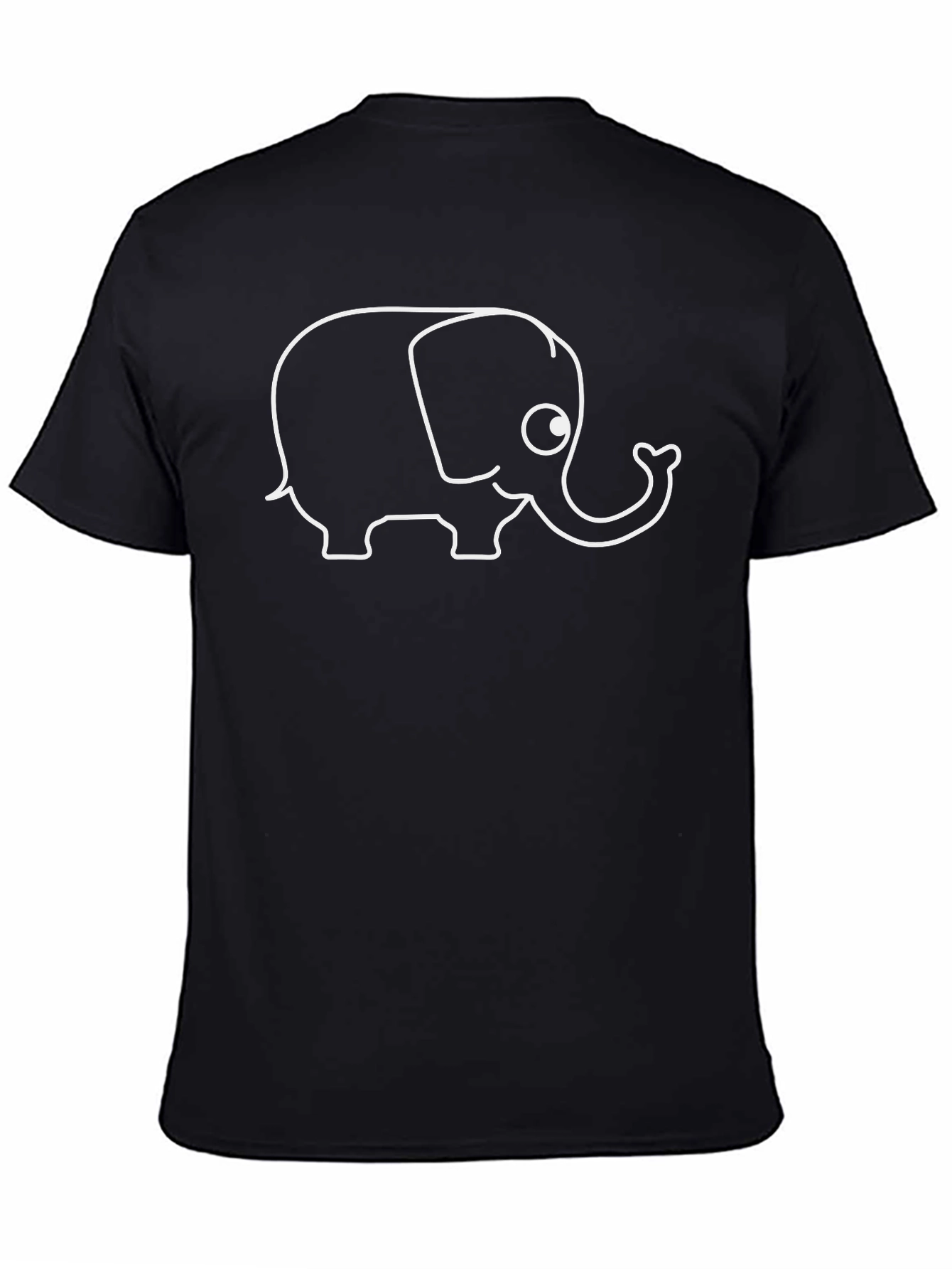 Elephant Outline Graphic Tee - Black Cotton Shirt