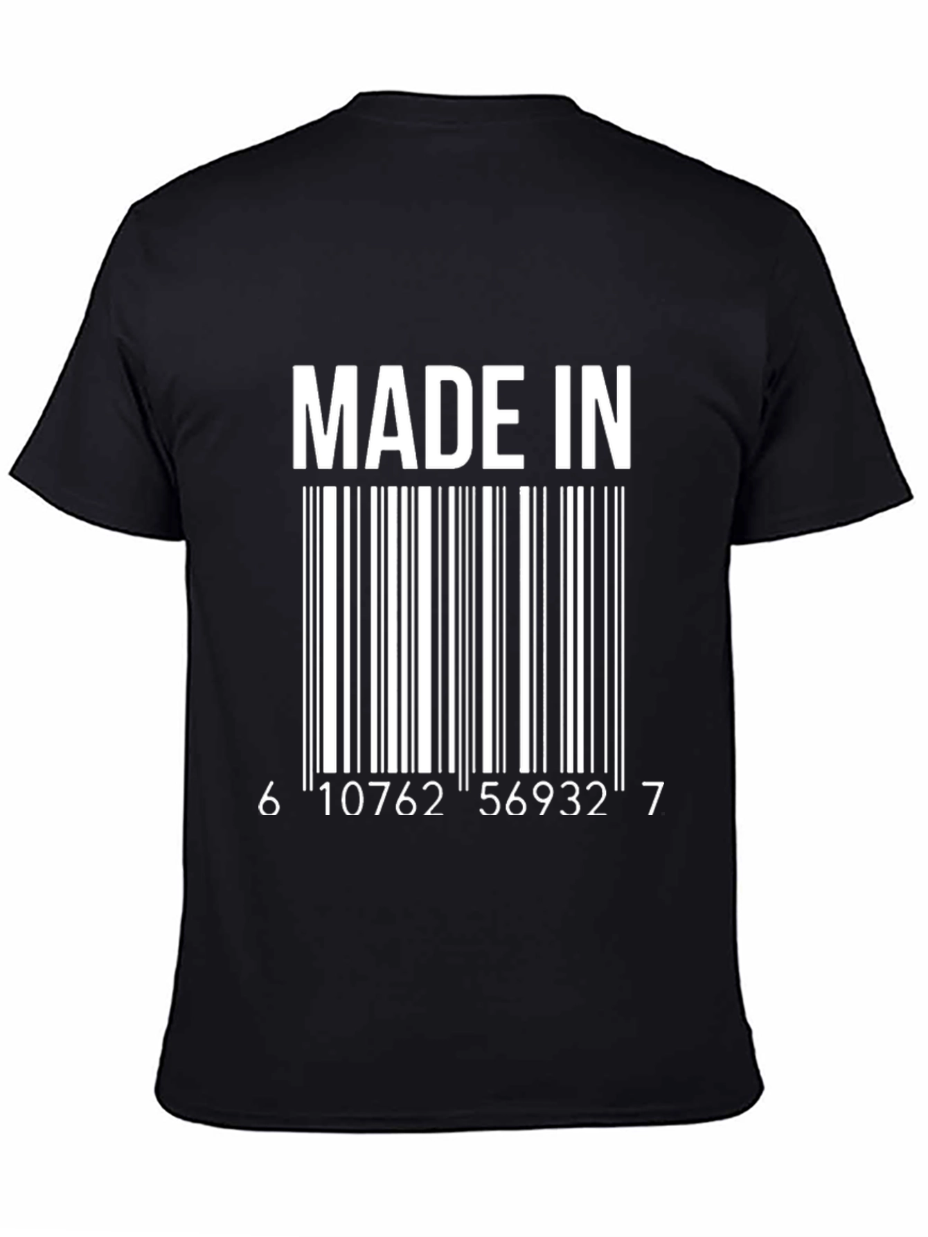 Made In Barcode Graphic Tee -  Cool Novelty T-Shirt
