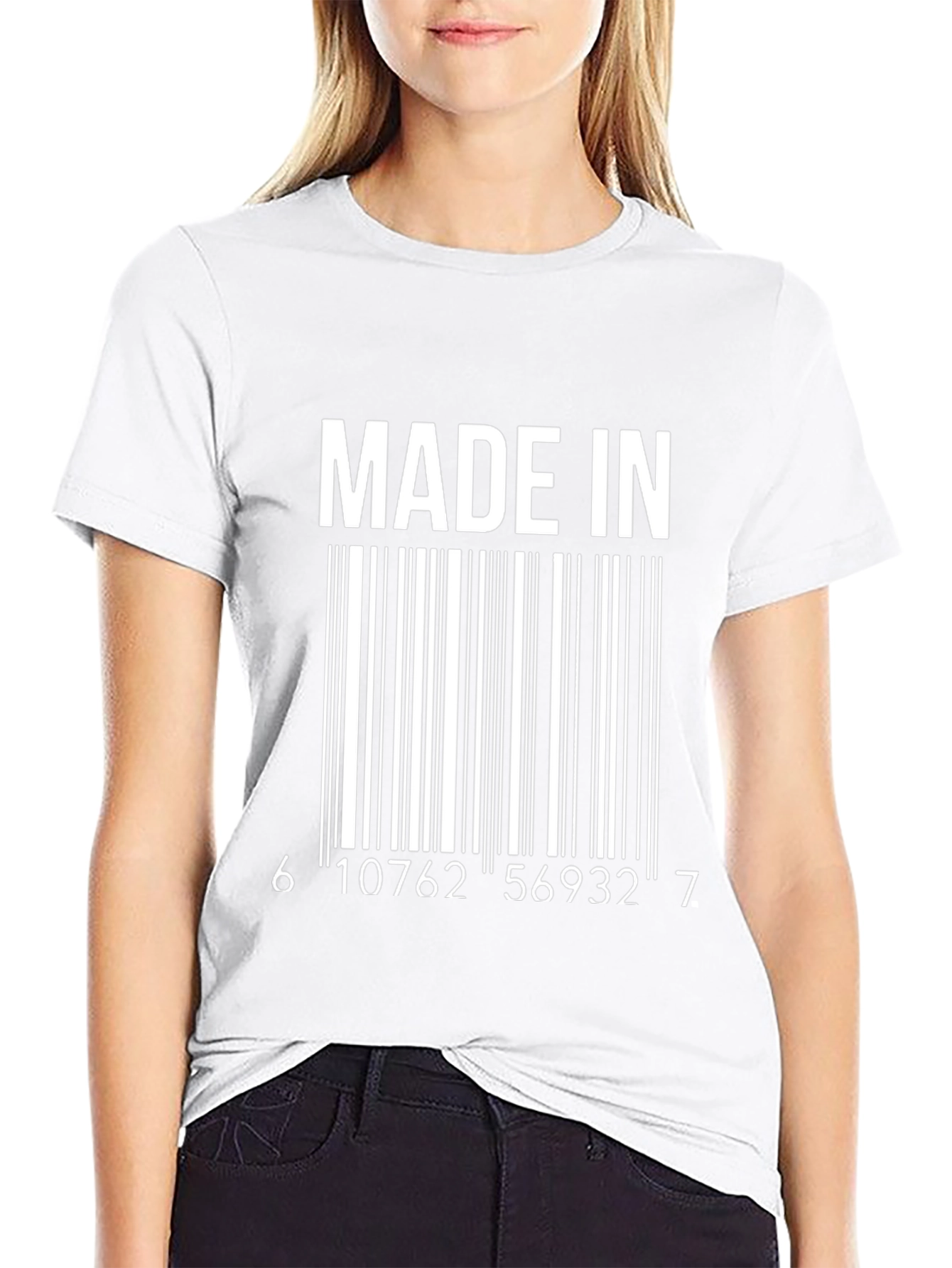 Made In Barcode Graphic Tee -  Cool Novelty T-Shirt
