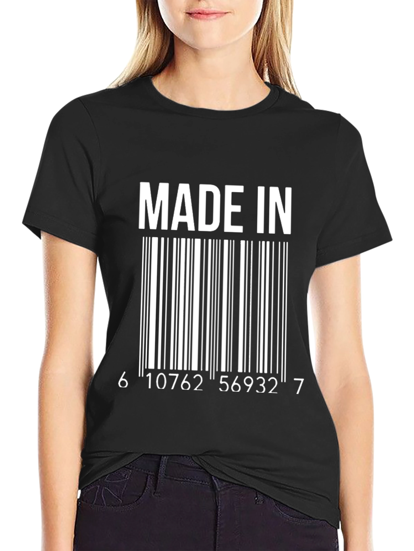Made In Barcode Graphic Tee -  Cool Novelty T-Shirt
