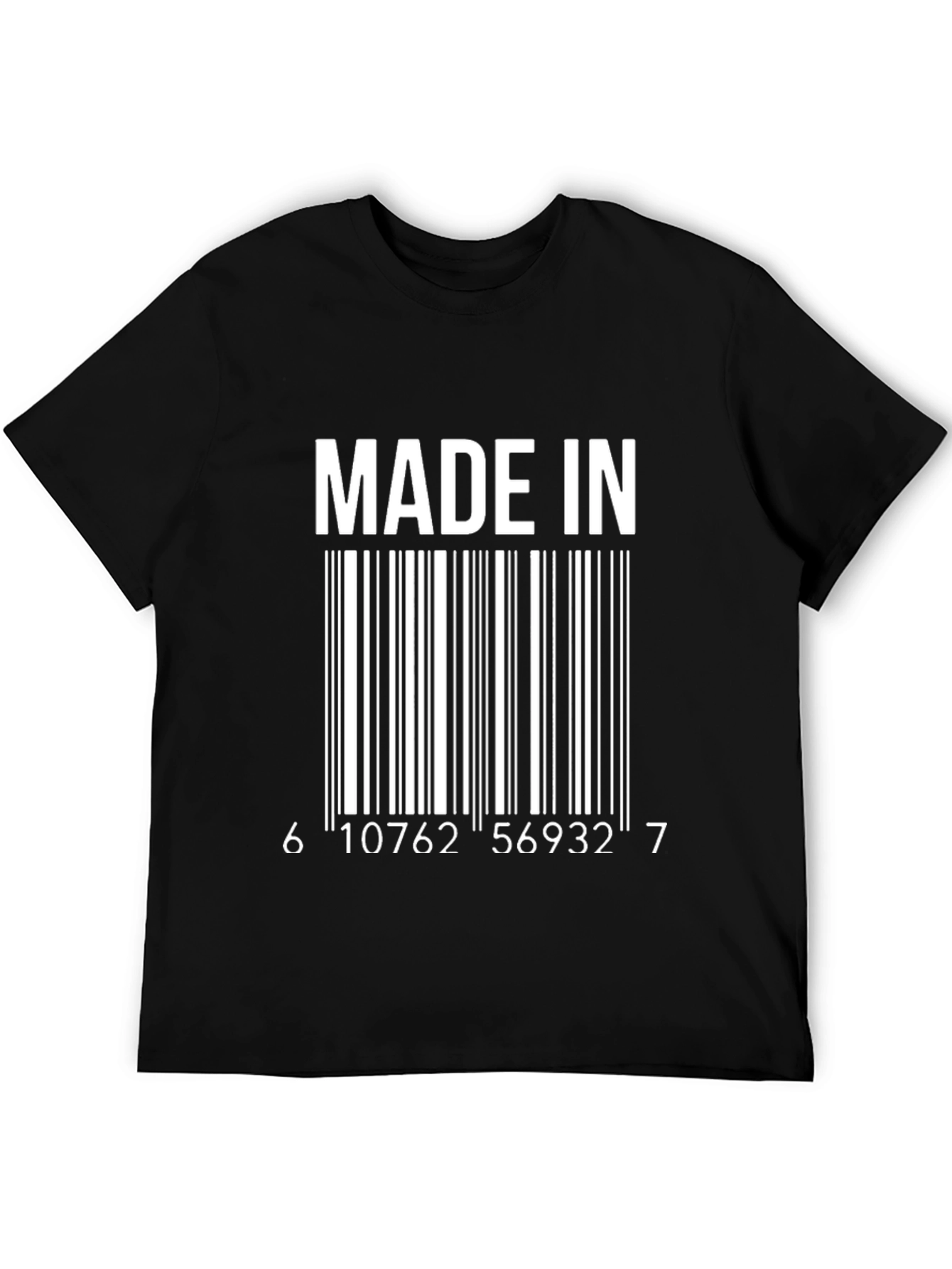 Made In Barcode Graphic Tee -  Cool Novelty T-Shirt