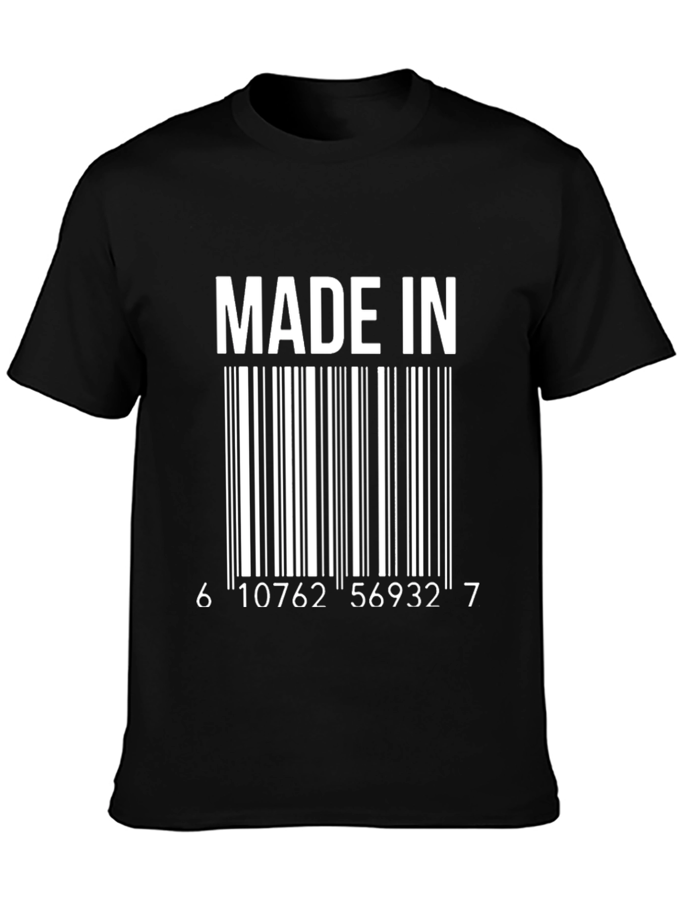 Made In Barcode Graphic Tee -  Cool Novelty T-Shirt