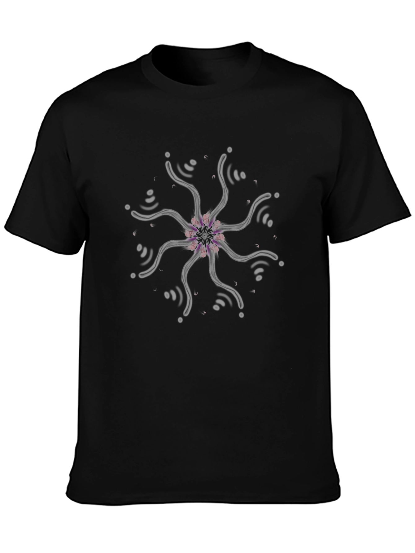 Abstract Mandala Graphic Tee - Black