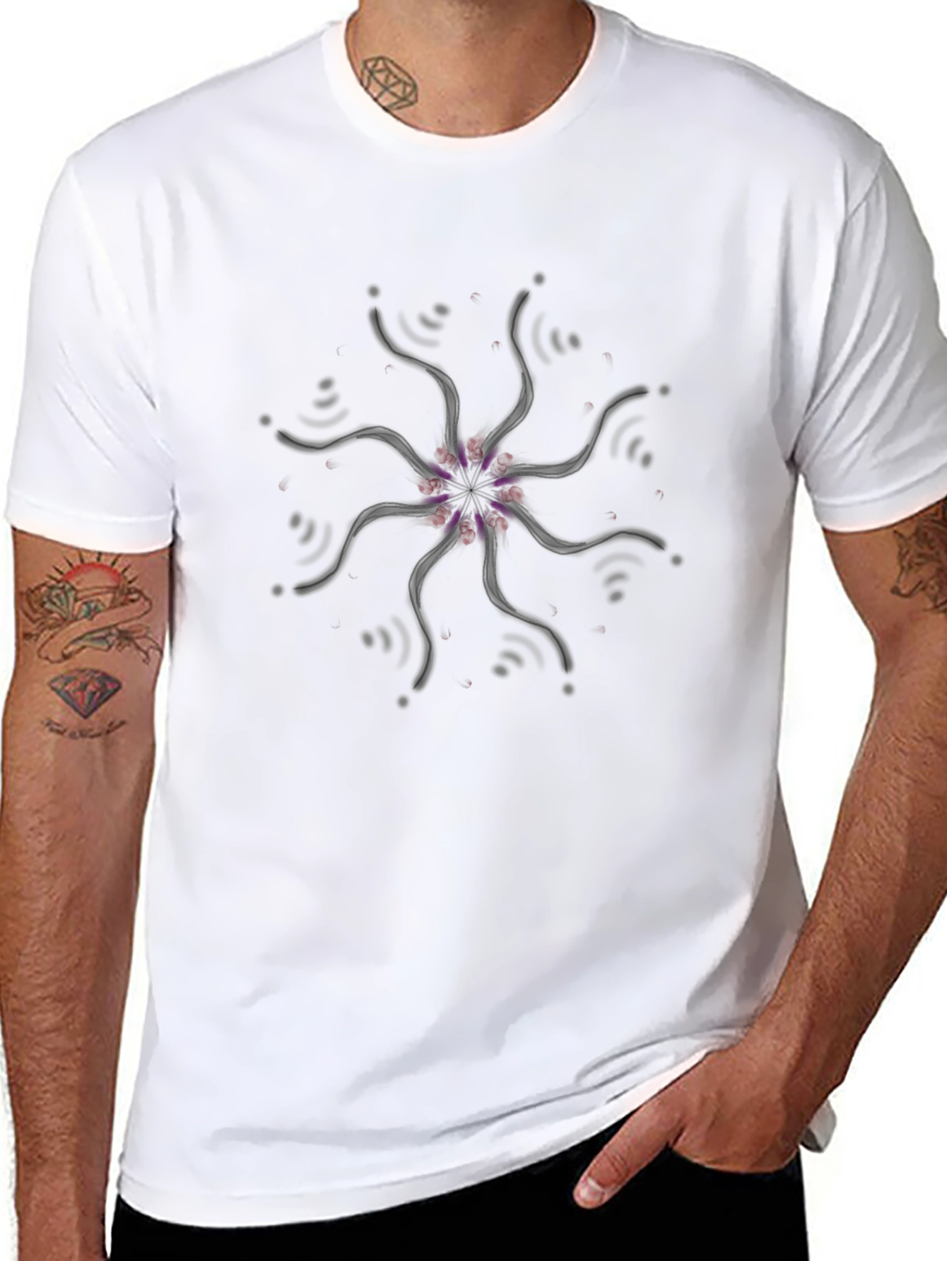 Abstract Mandala Graphic Tee - Black