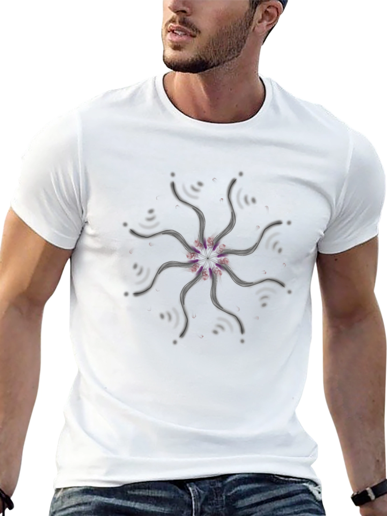 Abstract Mandala Graphic Tee - Black