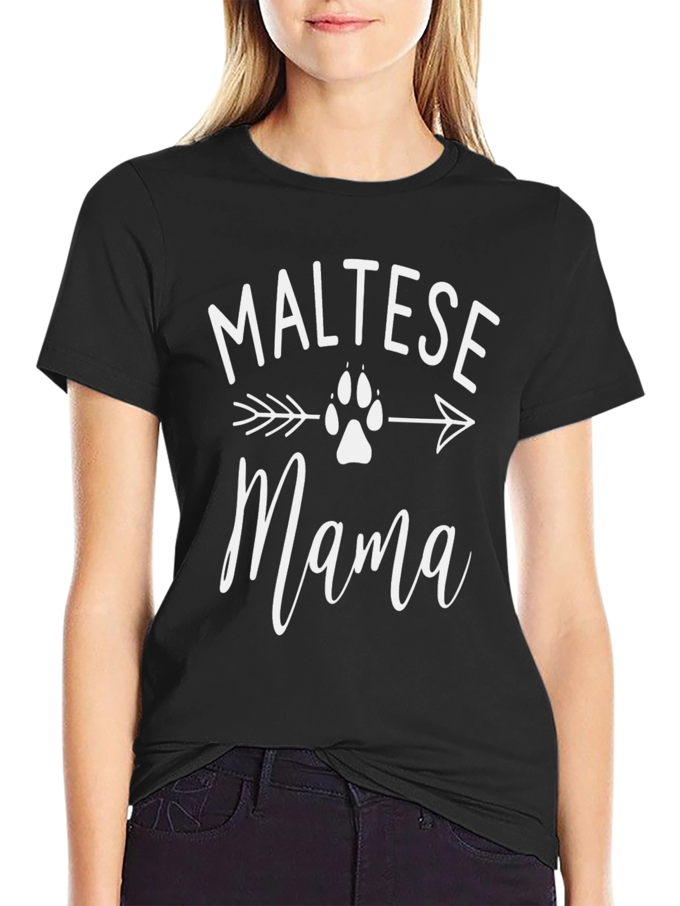 Maltese Mama T-Shirt: Dog Paw Arrow Graphic Tee