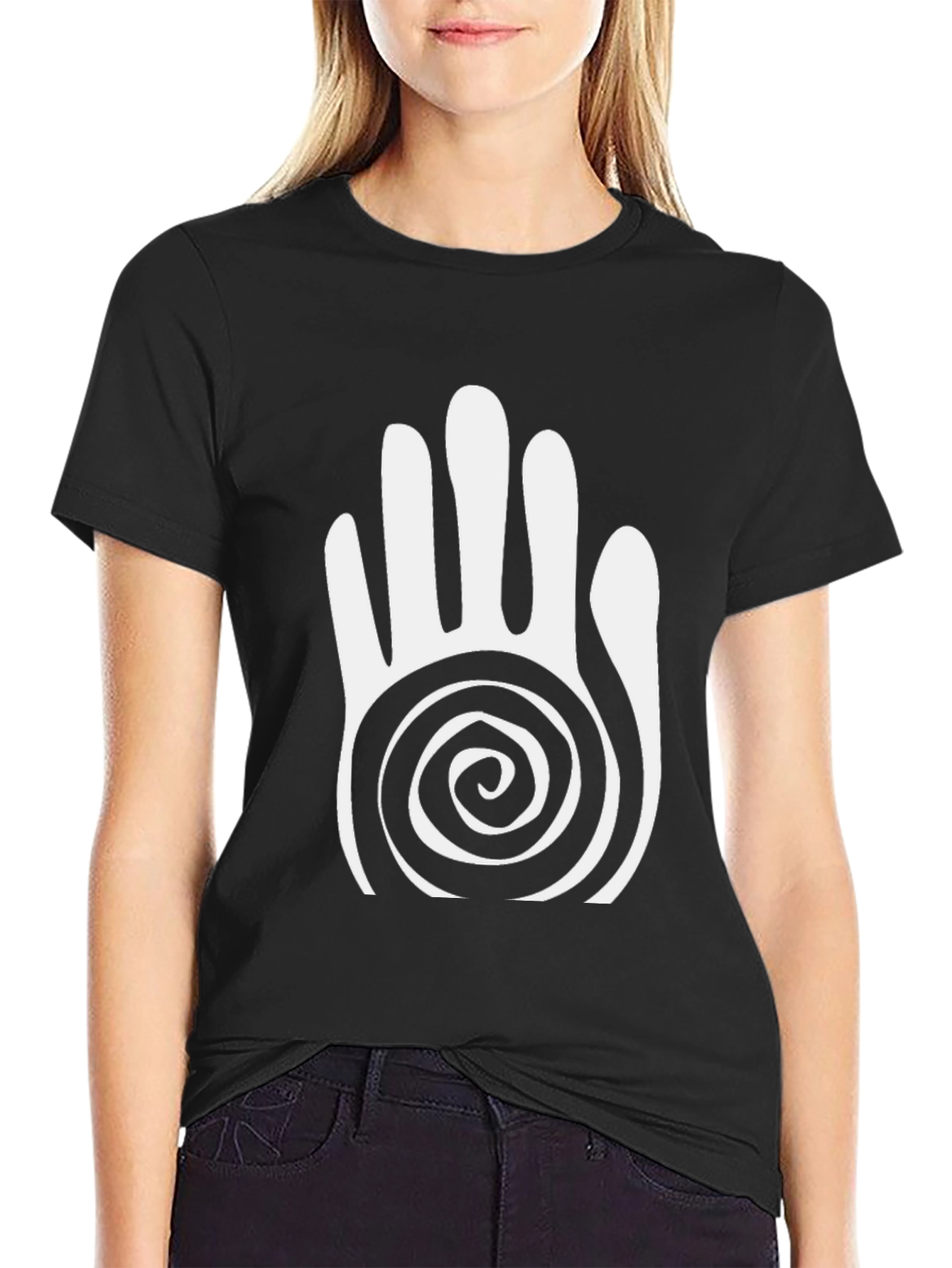 Tribal Hand Spiral Graphic Tee - Unique Design