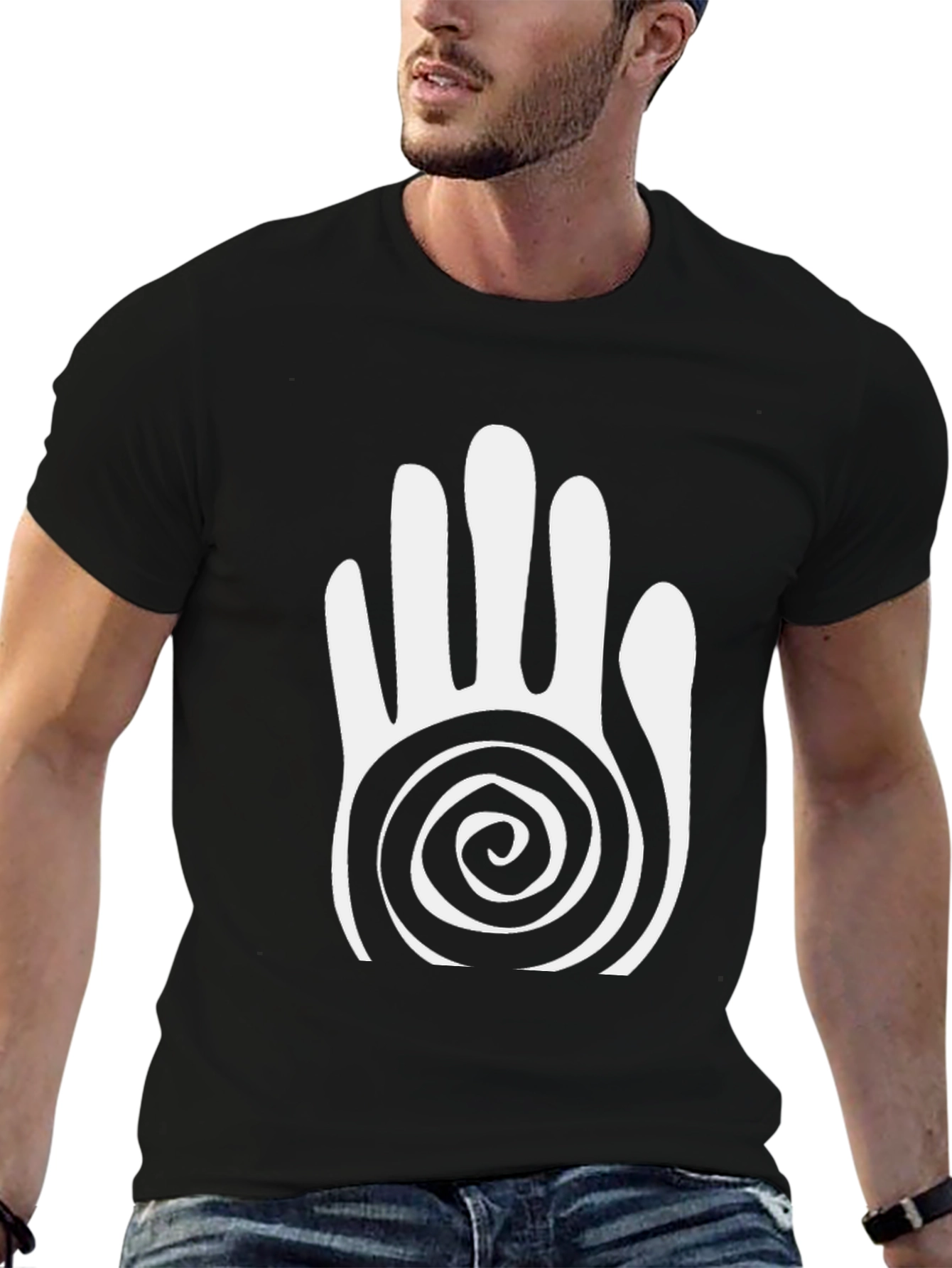 Tribal Hand Spiral Graphic Tee - Unique Design