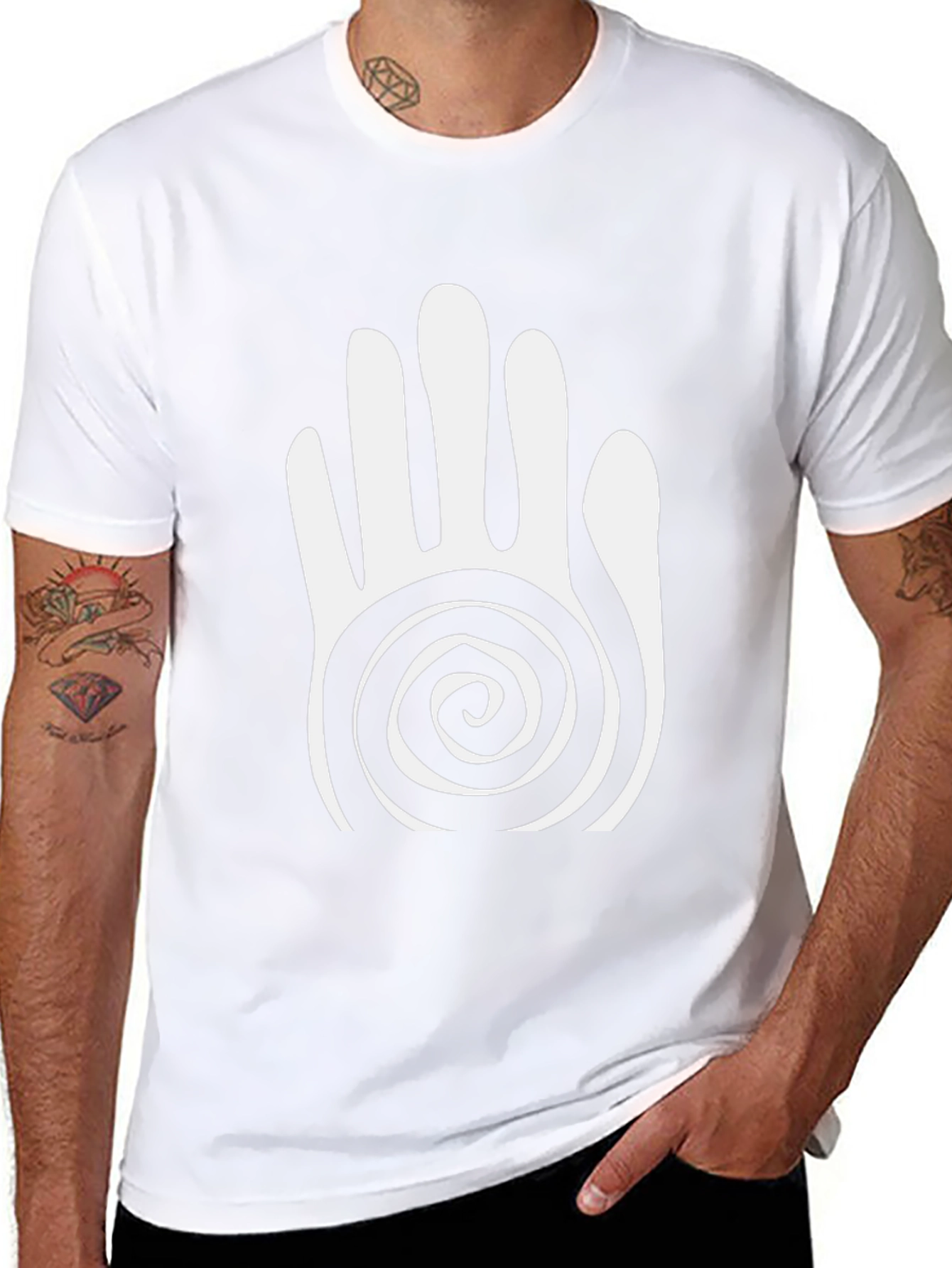 Tribal Hand Spiral Graphic Tee - Unique Design