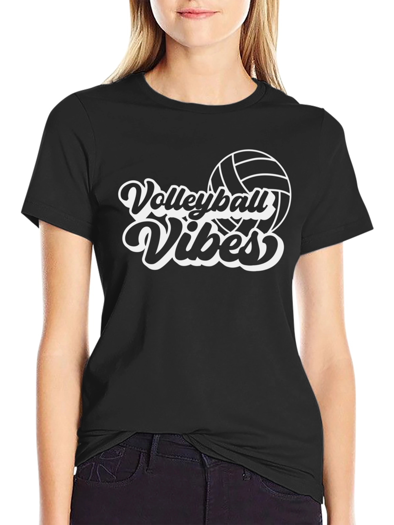 Volleyball Vibes Graphic T-Shirt - Black