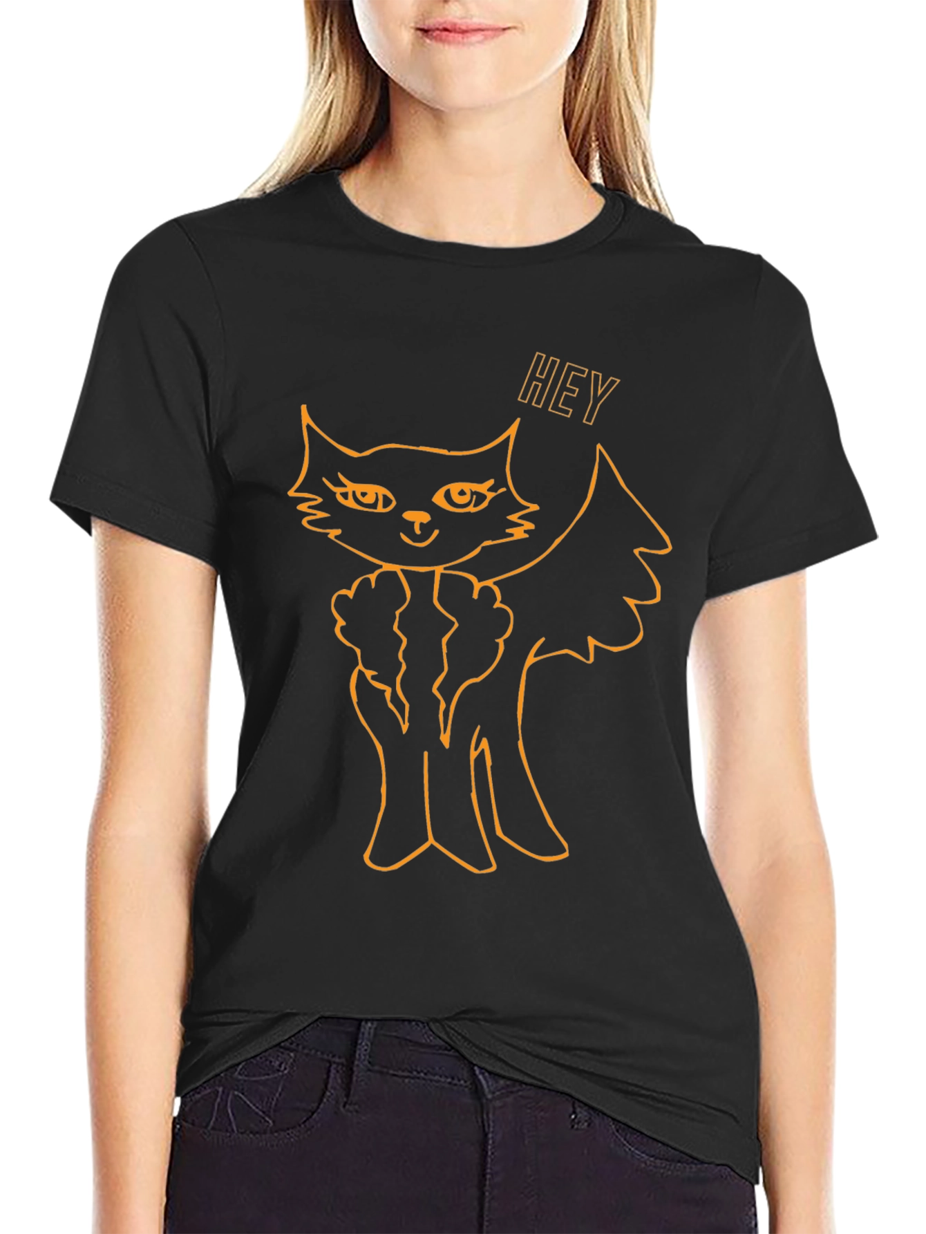 Funny Cat Halloween T-Shirt - Black