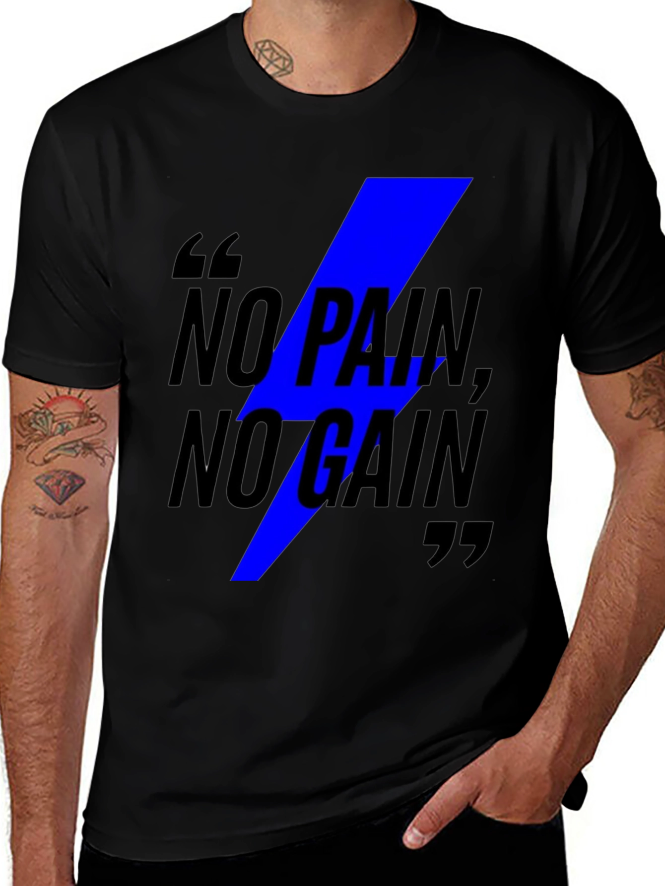No Pain No Gain Graphic Tee - Black