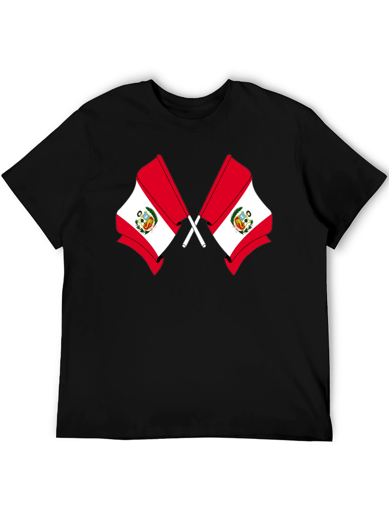 Peru Flag Graphic T-Shirt - Black