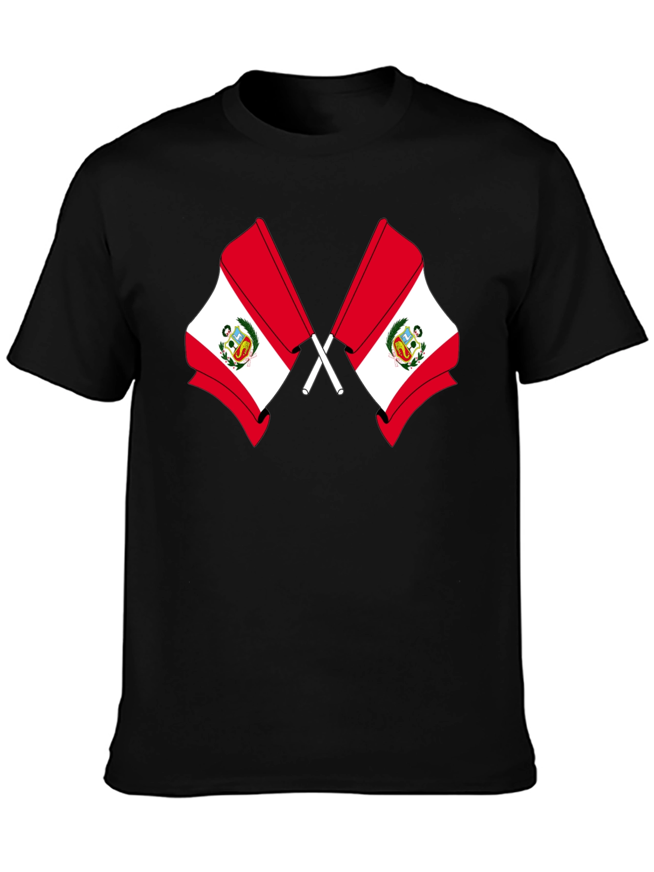 Peru Flag Graphic T-Shirt - Black