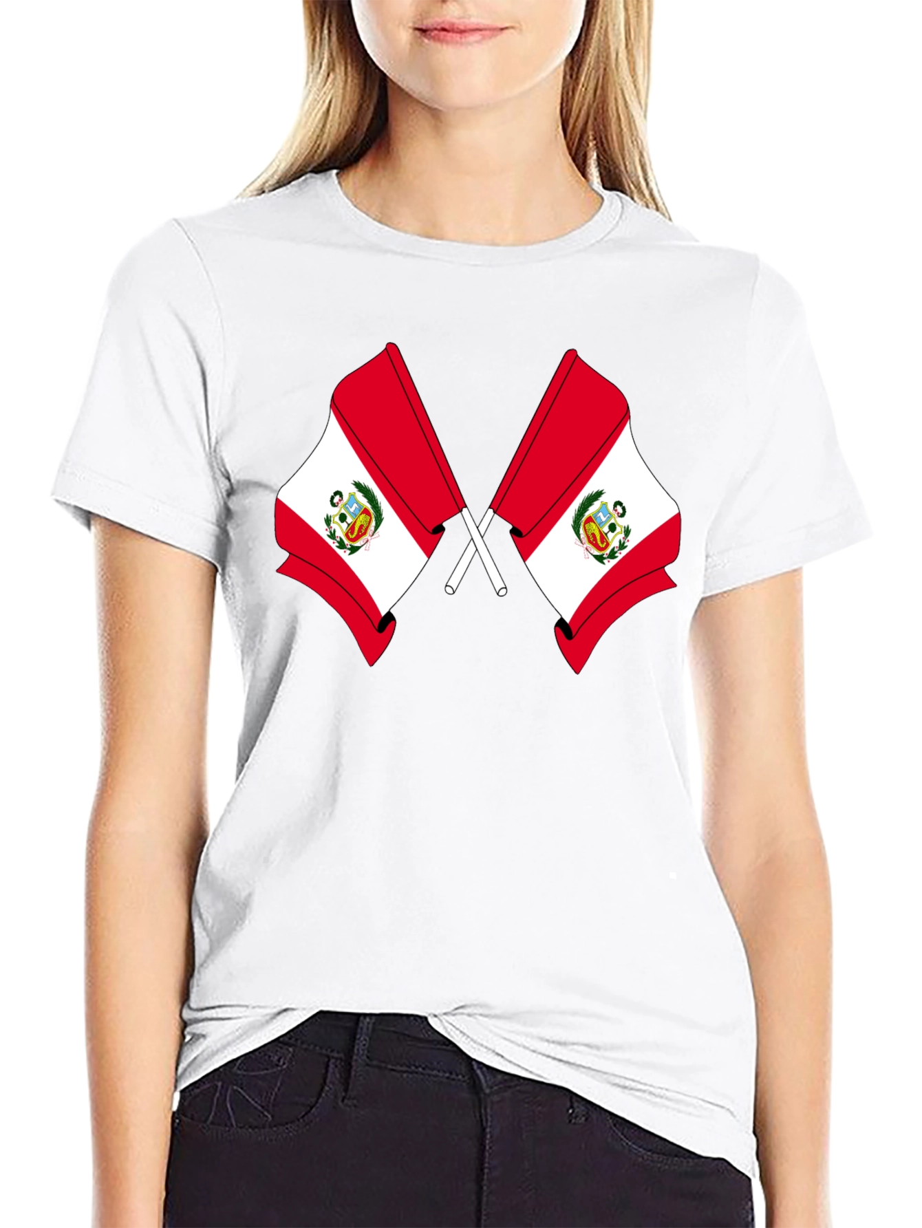 Peru Flag Graphic T-Shirt - Black