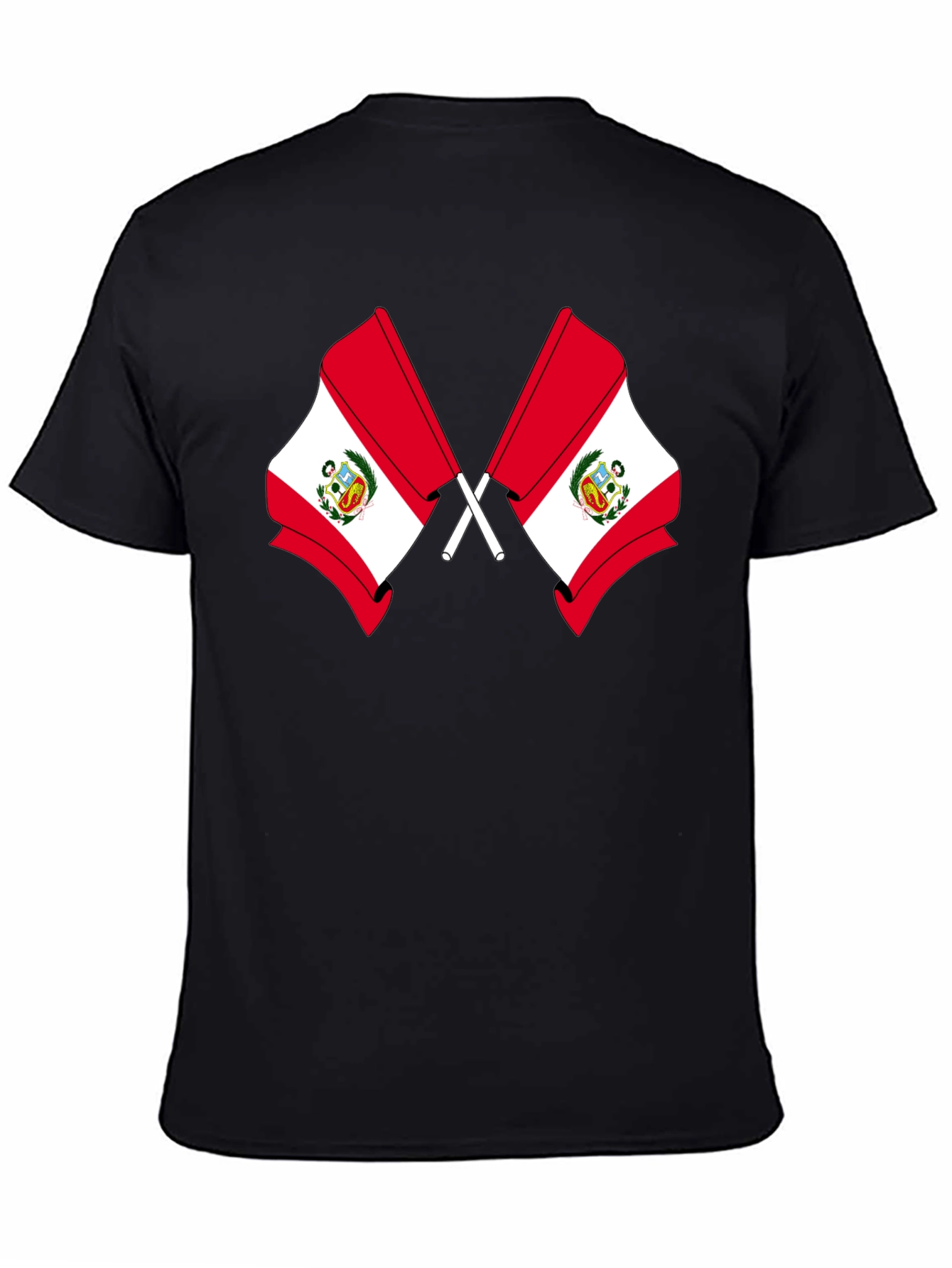 Peru Flag Graphic T-Shirt - Black