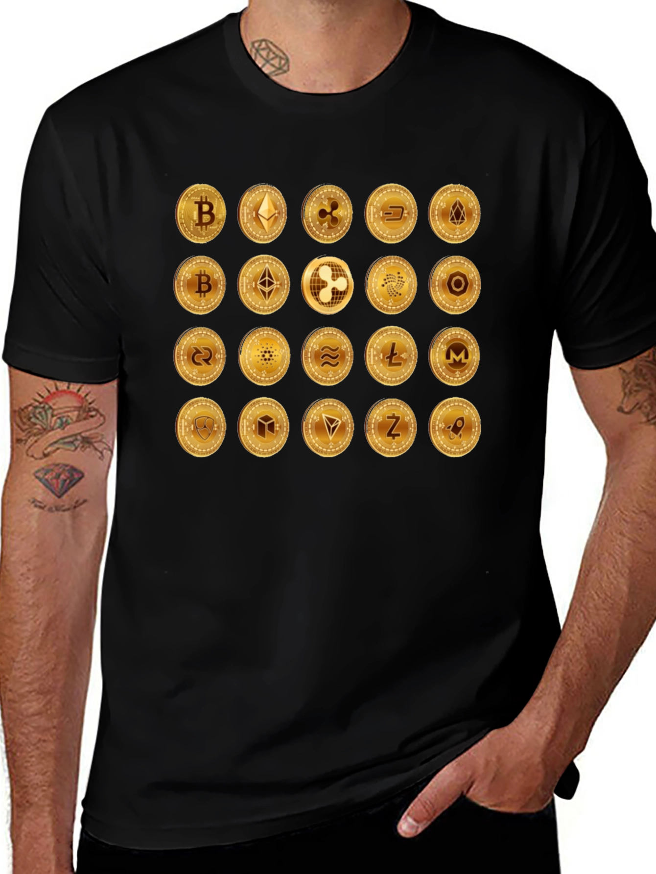 Crypto Coins Black T-Shirt - Bitcoin Ethereum Altcoins