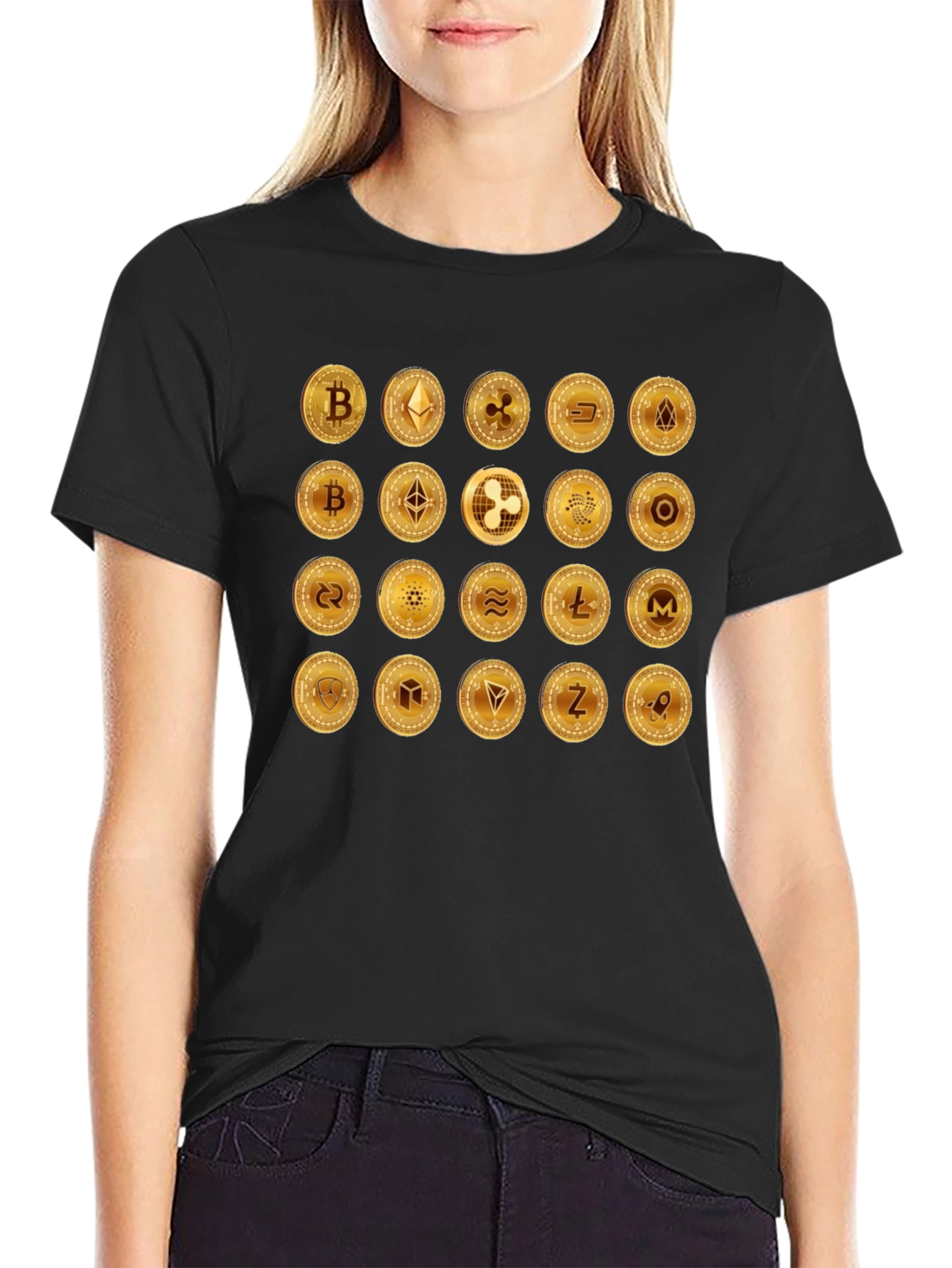 Crypto Coins Black T-Shirt - Bitcoin Ethereum Altcoins