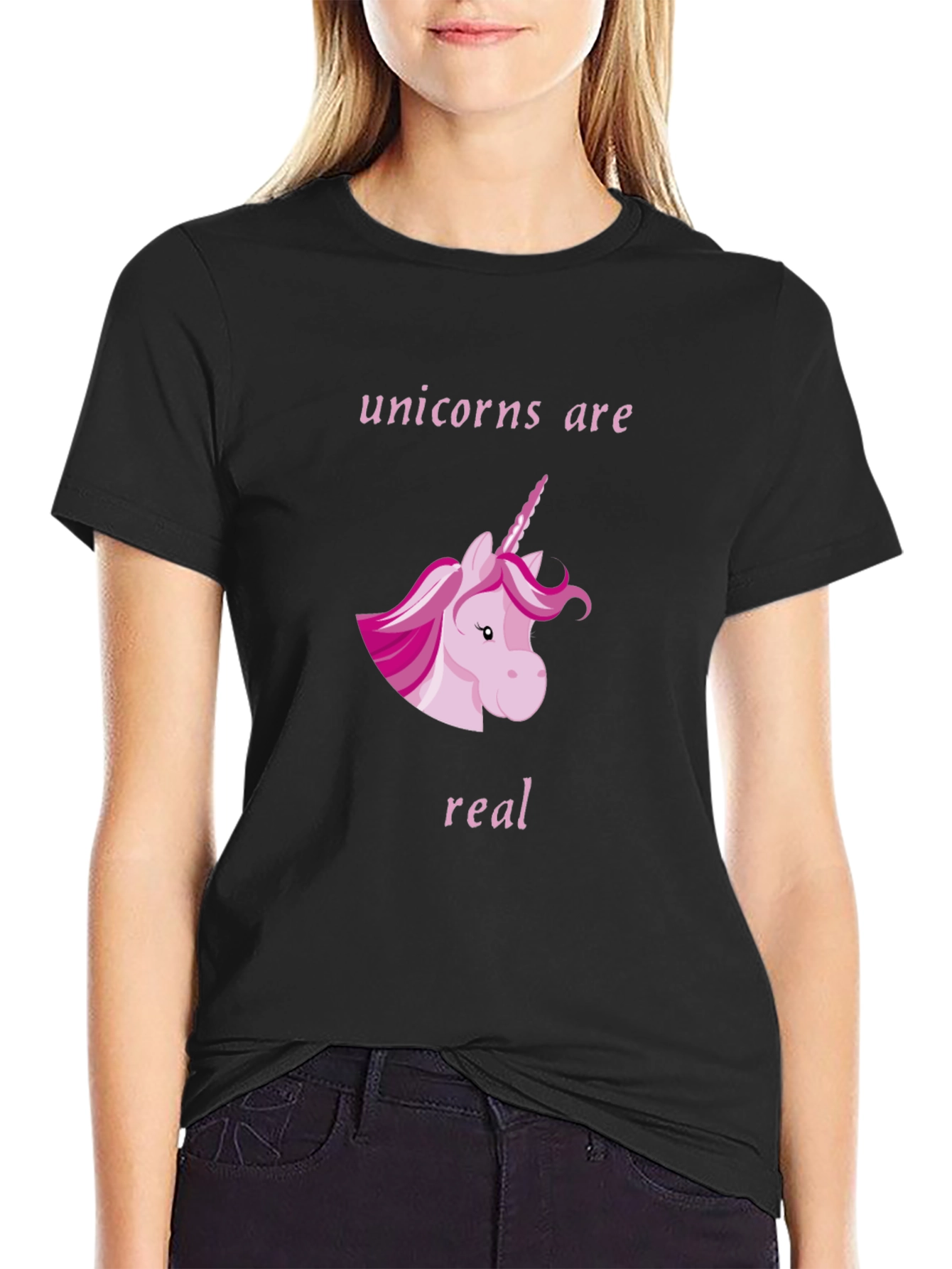 Unicorns Are Real Black Graphic T-Shirt