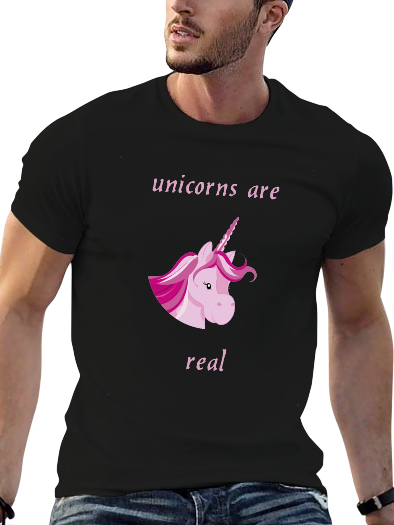 Unicorns Are Real Black Graphic T-Shirt