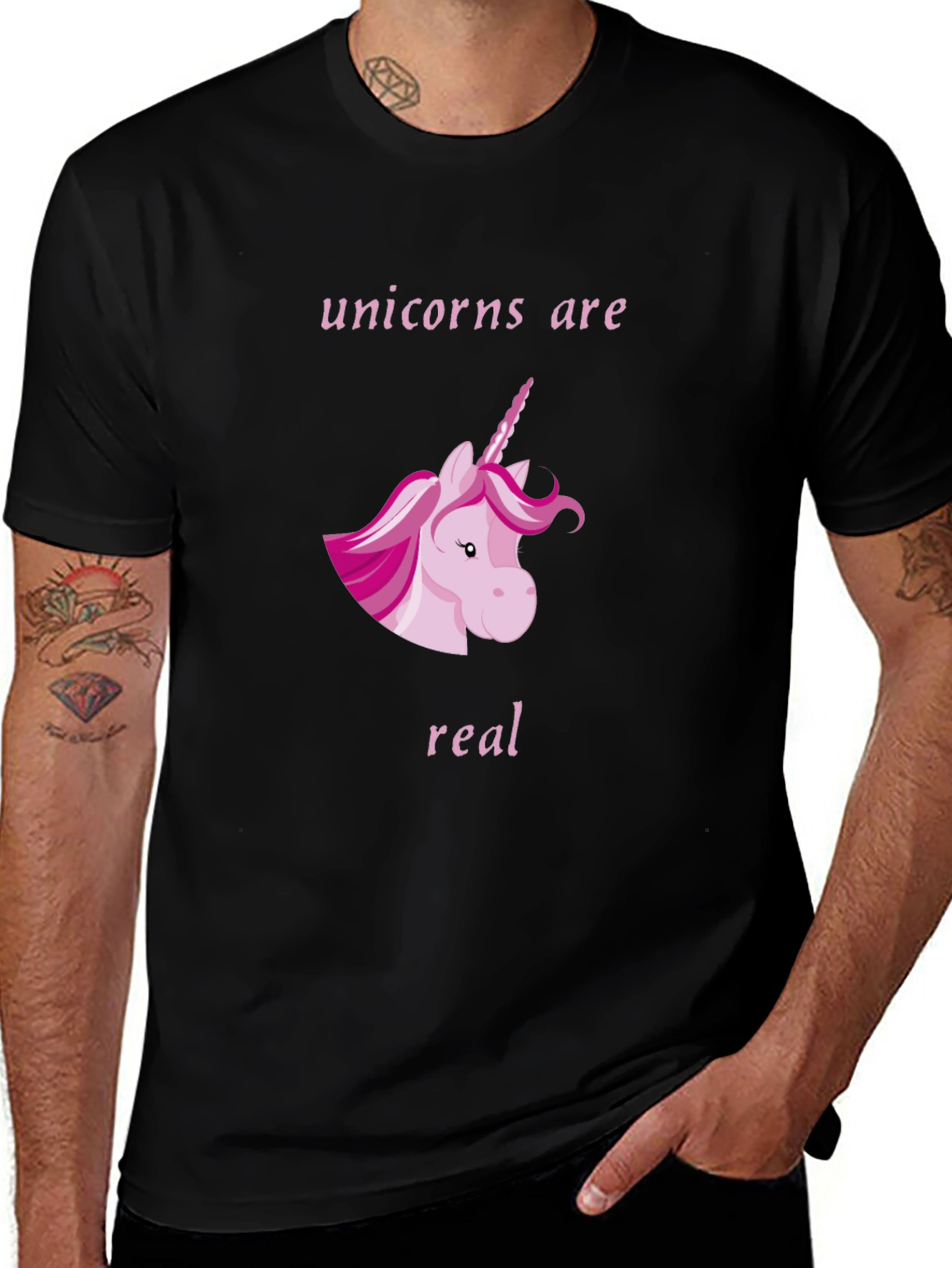 Unicorns Are Real Black Graphic T-Shirt