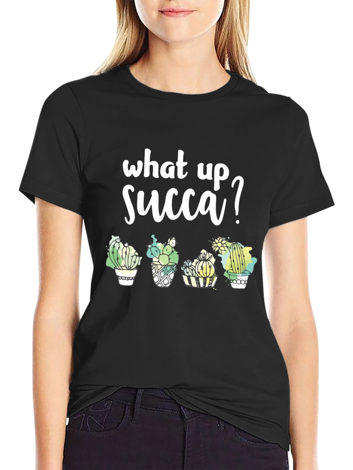 What Up Succa? Graphic Tee - Stylish Cactus T-Shirt