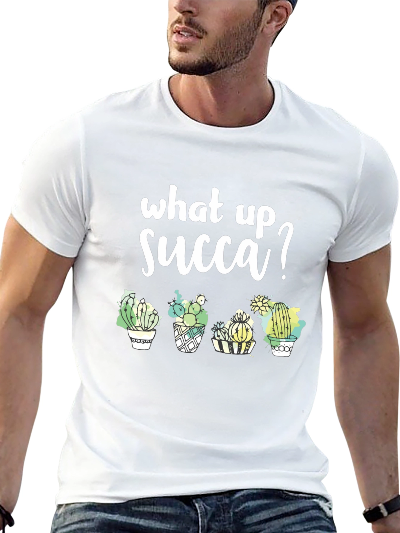 What Up Succa? Graphic Tee - Stylish Cactus T-Shirt