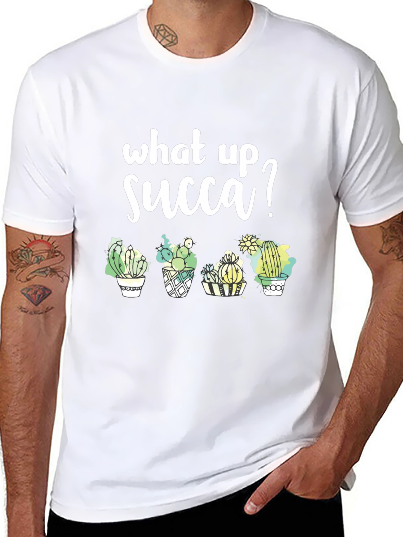 What Up Succa? Graphic Tee - Stylish Cactus T-Shirt