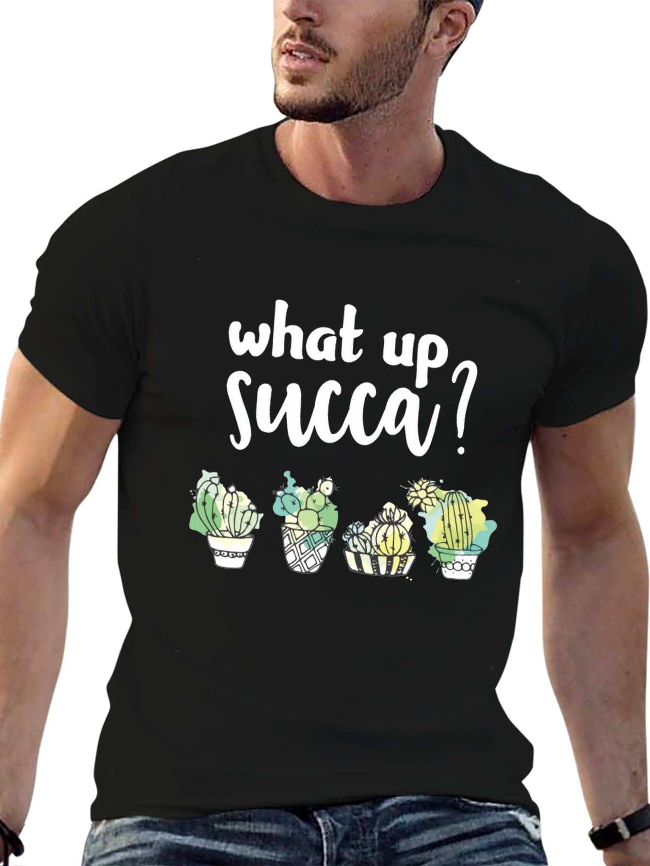 What Up Succa? Graphic Tee - Stylish Cactus T-Shirt